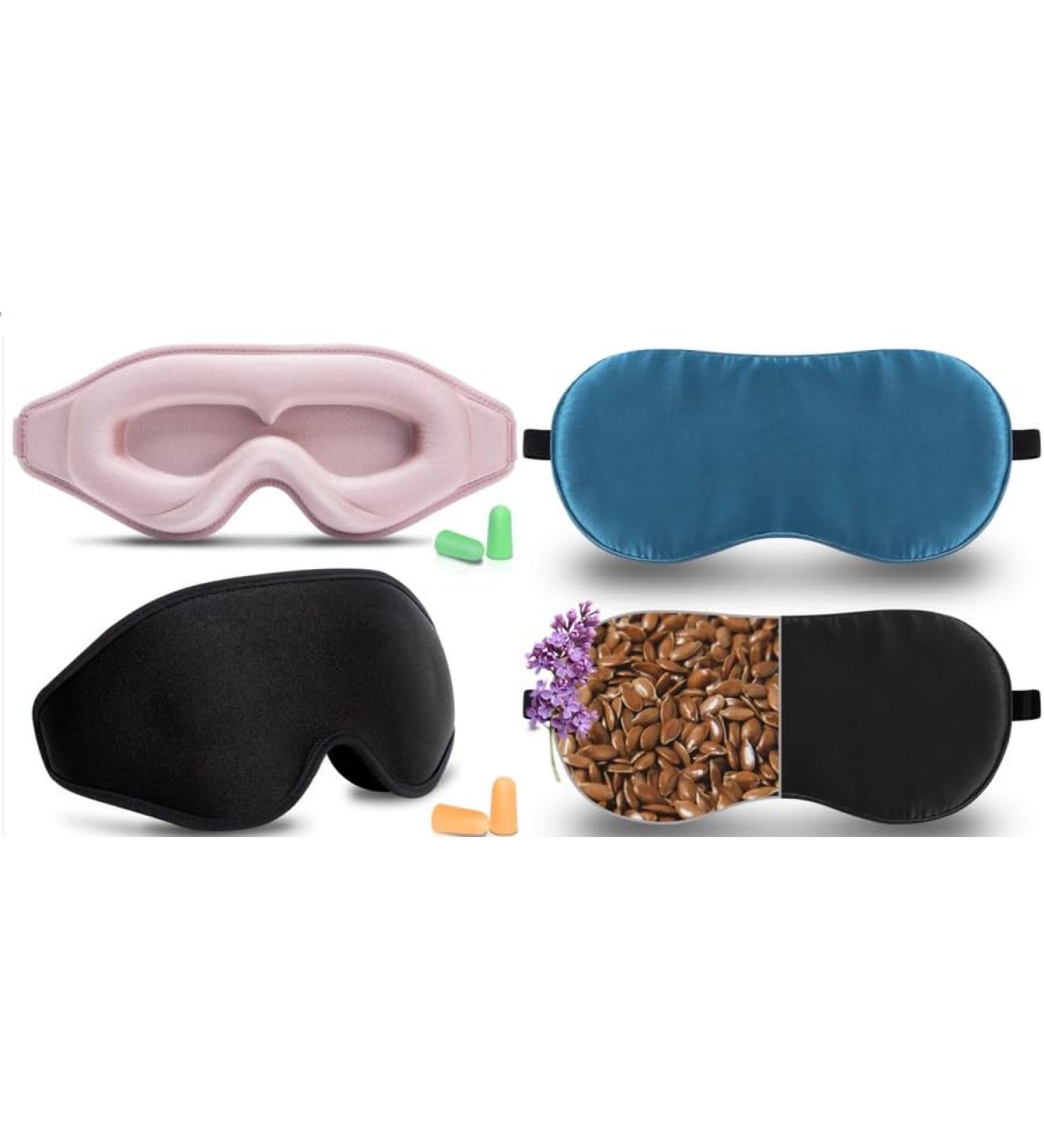 2 Pack 3D Eye Mask for Sleeping and Warm Eye Compress Set - Black Peacock Blue - Buy Online on GoSupps.com