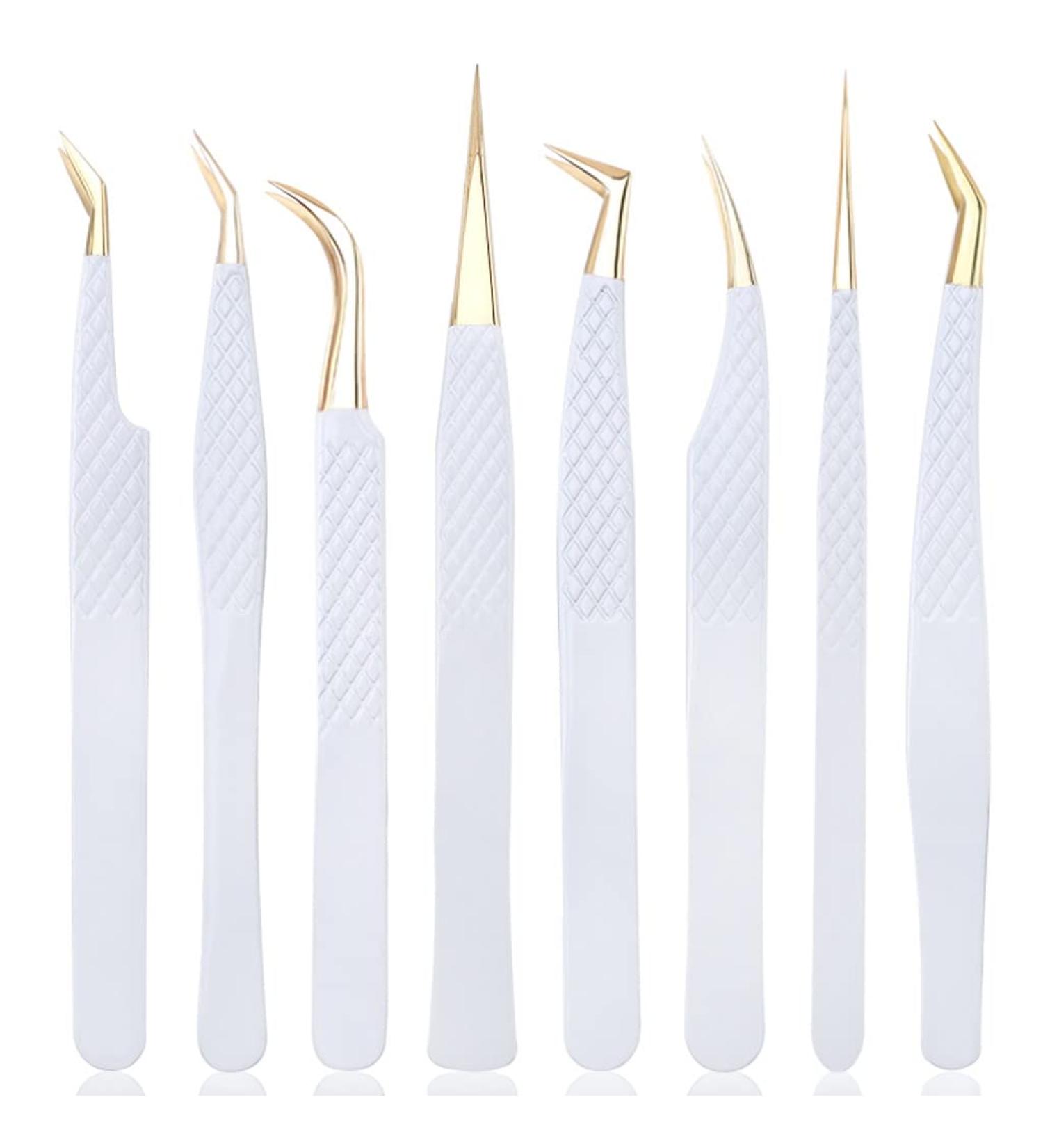 Premium Stainless Steel Tweezers Set for Eyelash Extensions & Eyebrows - Precision Makeup Tools for Beauty Enthusiasts - Buy Online on GoSupps.com