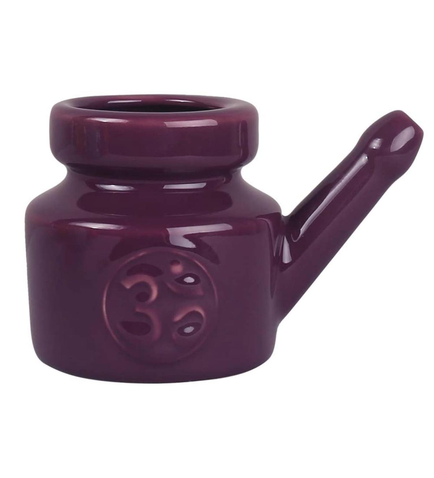 Floahazz 350Ml Ceramic Neti Pot Nose Cleaning Pot Durable Leakproof Spout Pot for Nasal Rinsing Nose Washing Men Women Purple - Buy Online on GoSupps.com