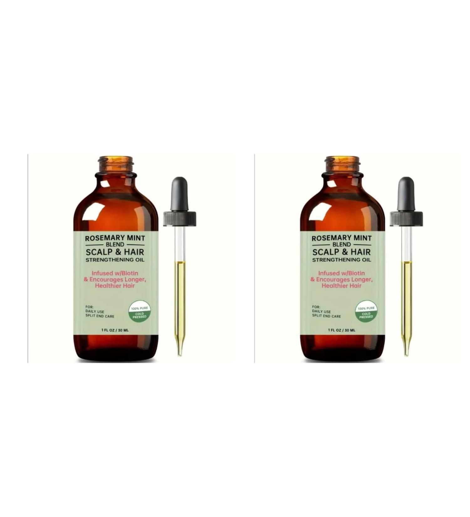 2 Rosemary mint blend scalp & hair strengthening oil Infused w/Biotin & Encourages Longer Healthier Hair Green