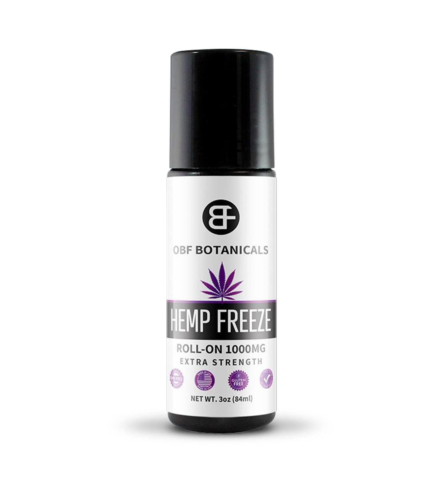 OBF BOTANICALS Hemp Roll On - 1000mg Instant Pain Relief for Muscles & Joints | Concentrated Hemp Extract & Menthol 3 Oz - Buy Online on GoSupps.com