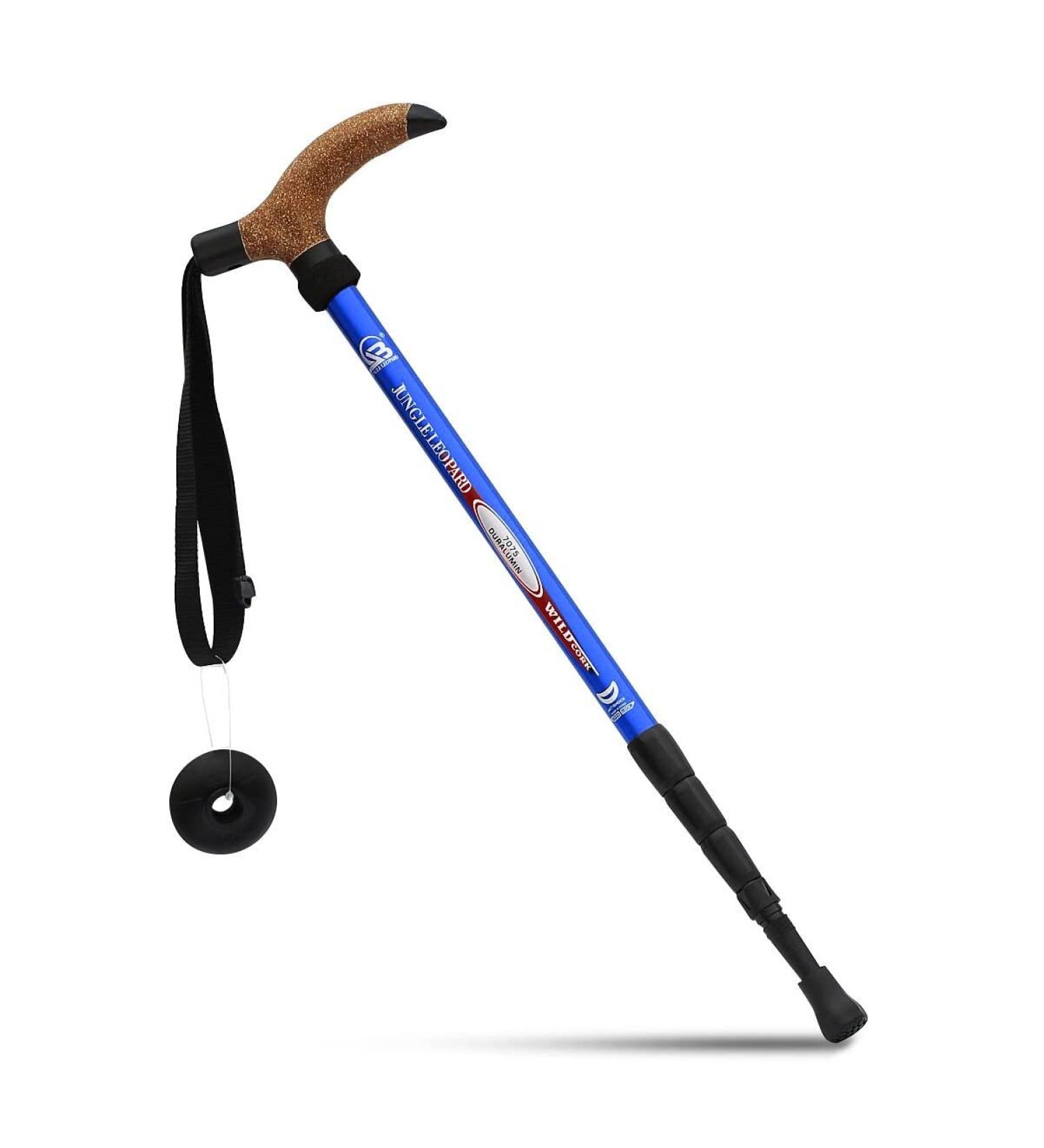 Kry Bergstock Hiking Stick - T-Shaped Handle Retractable Adjustable Aviation Aluminum Alloy Shock Absorption - Sky Blue - Buy Online on GoSupps.com