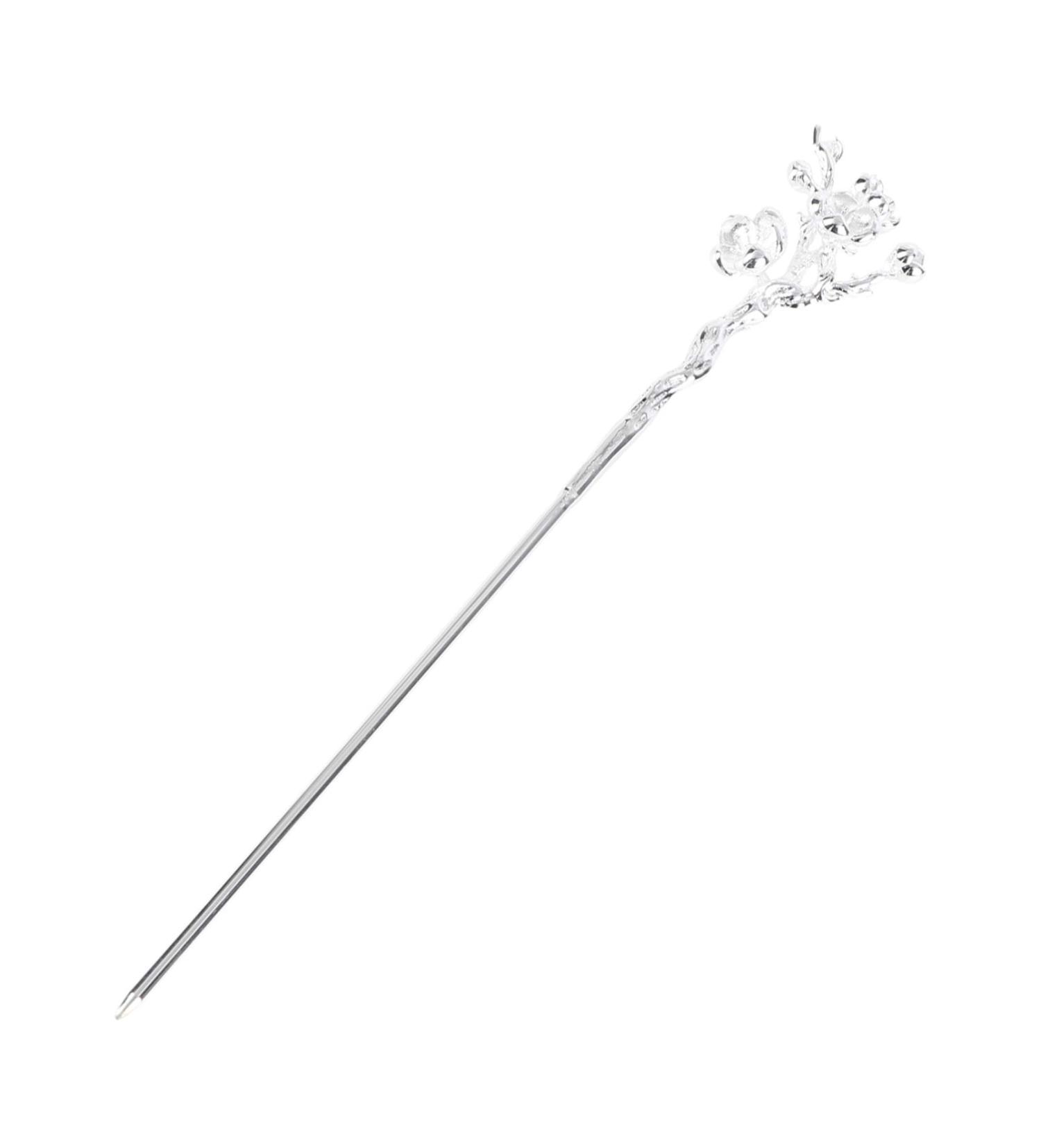 Vintage Chinese Metal Hair Stick with Rhinestones - Stylish Silver Hairpin for Women | Elegant Bun Styling Accessory - Buy Online on GoSupps.com