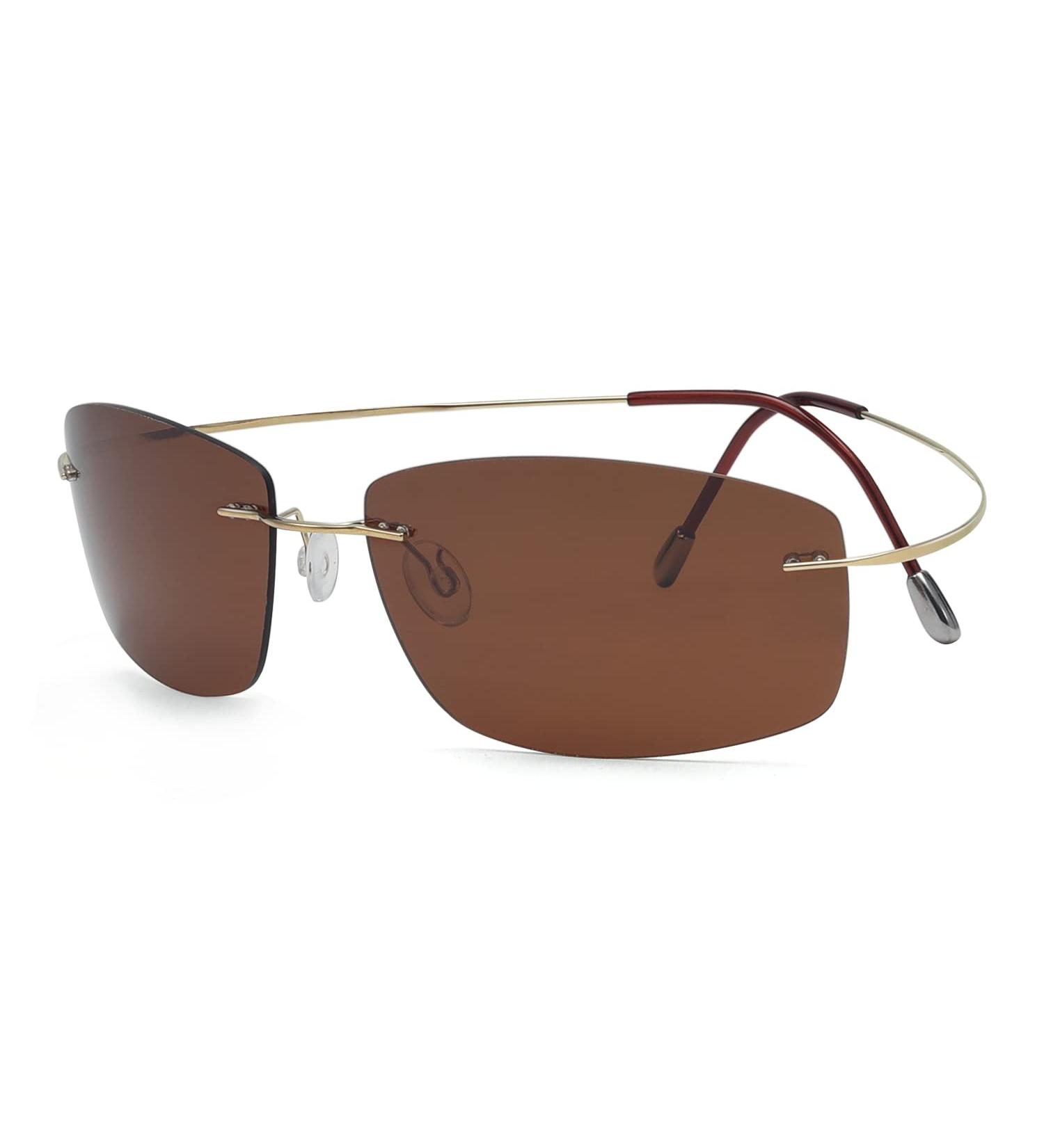 Shop Eyekepper Rimless Titanium Polarized Sunglasses - Gold/Brown Lens | International Shipping Available - Buy Online on GoSupps.com