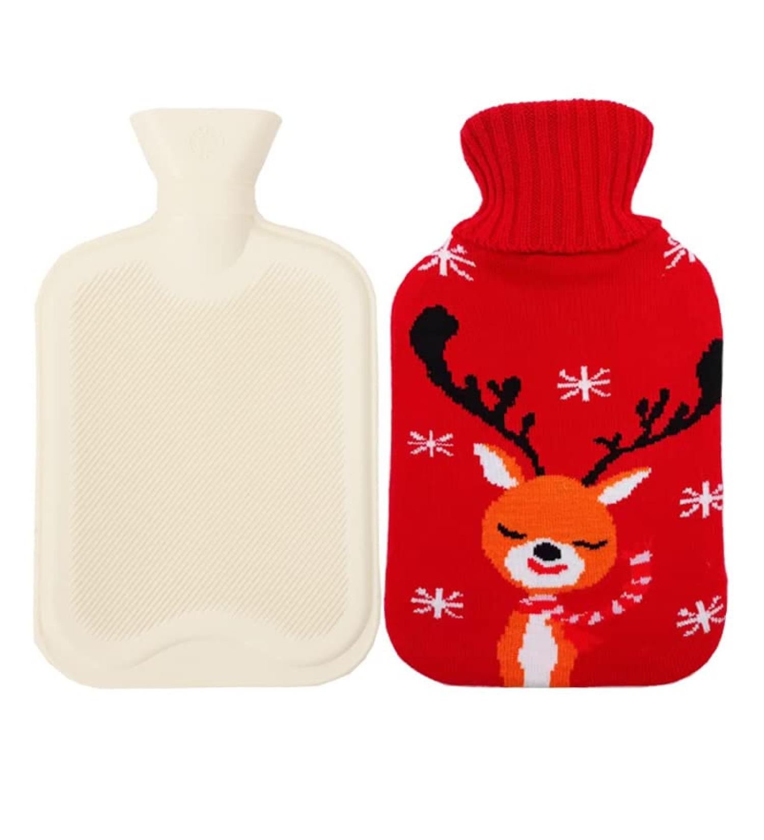 MYAMIA 1L Hot Water Bottle with Cover - Rubber Hot Water Bag for Pain Relief | International Shipping Available - Buy Online on GoSupps.com
