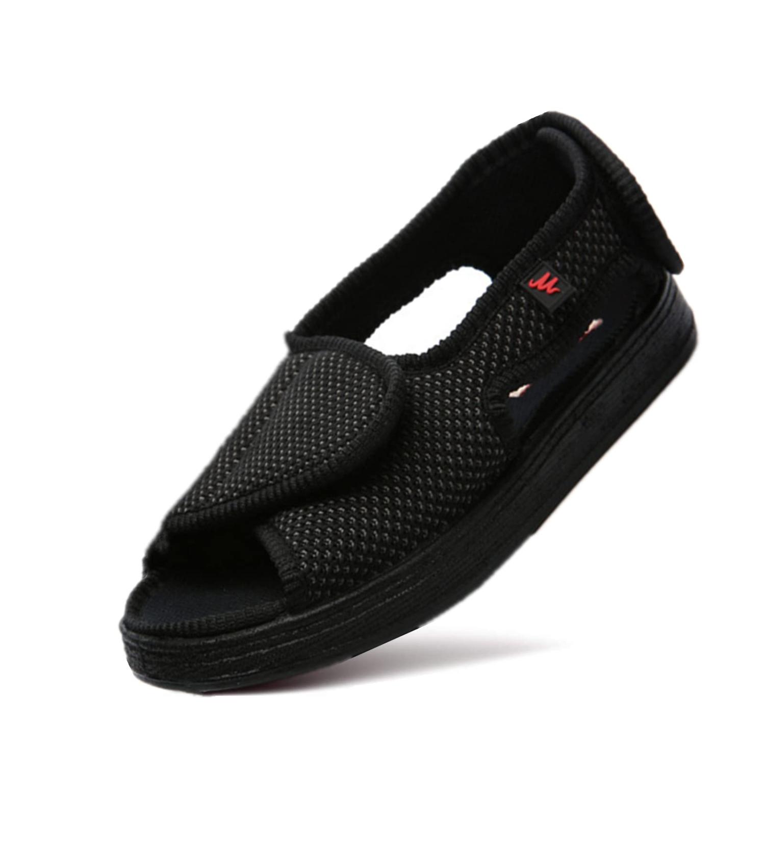 ZGDG Women's Diabetic Slippers Wide Width Open Toe Sandals, Adjustable Strap - Black, Size 7.5 Wide | Ideal for Swollen Feet, Edema - Indoor/Outdoor Diabetes Shoes - Buy Online on GoSupps.com