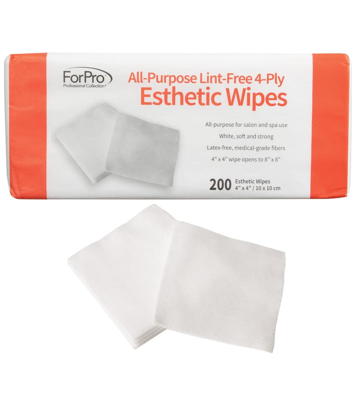 ForPro All-Purpose Lint-Free 4-Ply Esthetic Wipes - Non-Woven 200-Count Pack - Salon and Spa Use - Latex-Free, Medical-Grade Fibers - 4 x 4 - Buy Online on GoSupps.com
