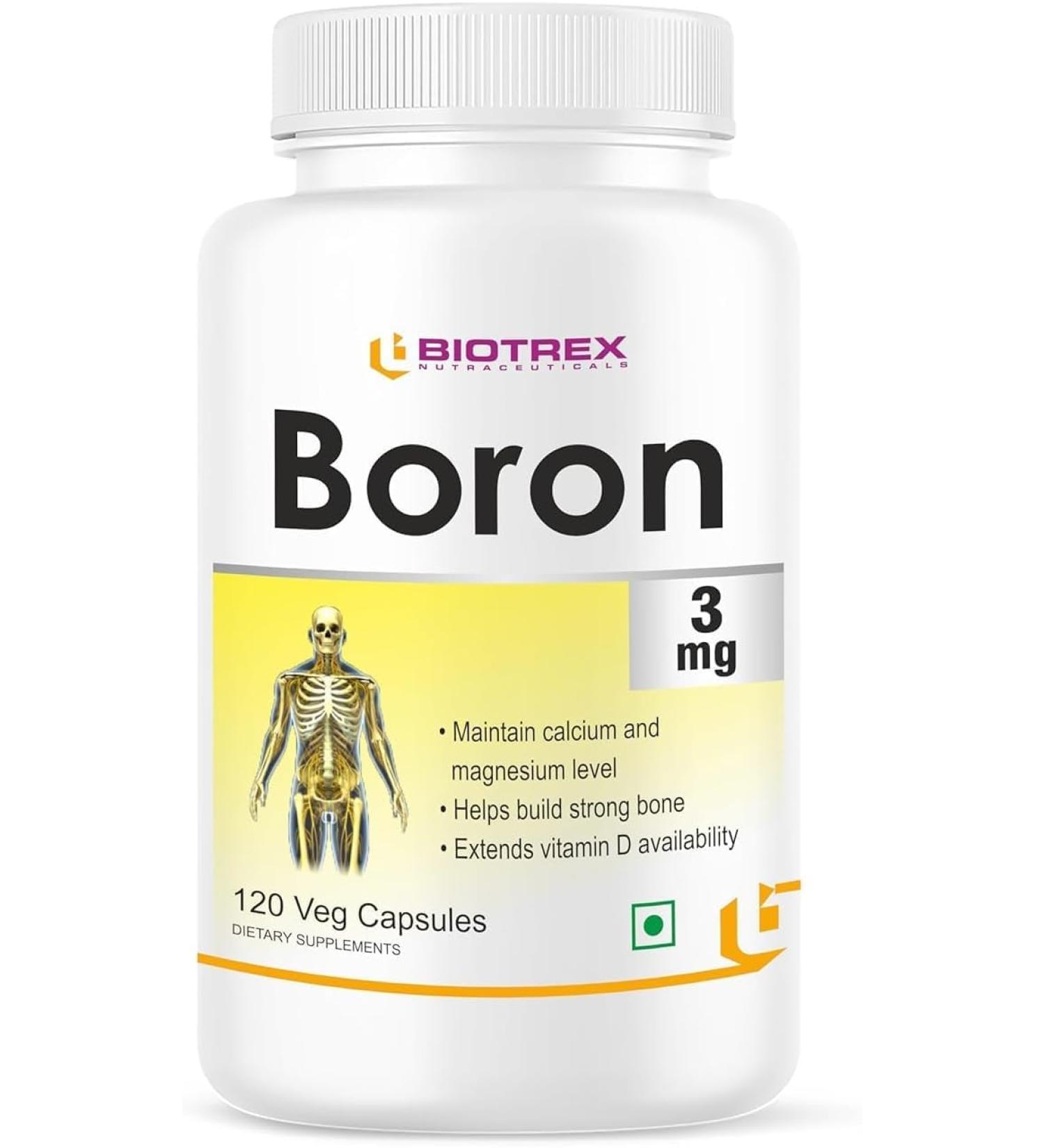 GV Nutraceuticals Boron 3mg | 120 Veg Capsules | Build Strong Bones | Improve Muscle Coordination - Buy Online on GoSupps.com