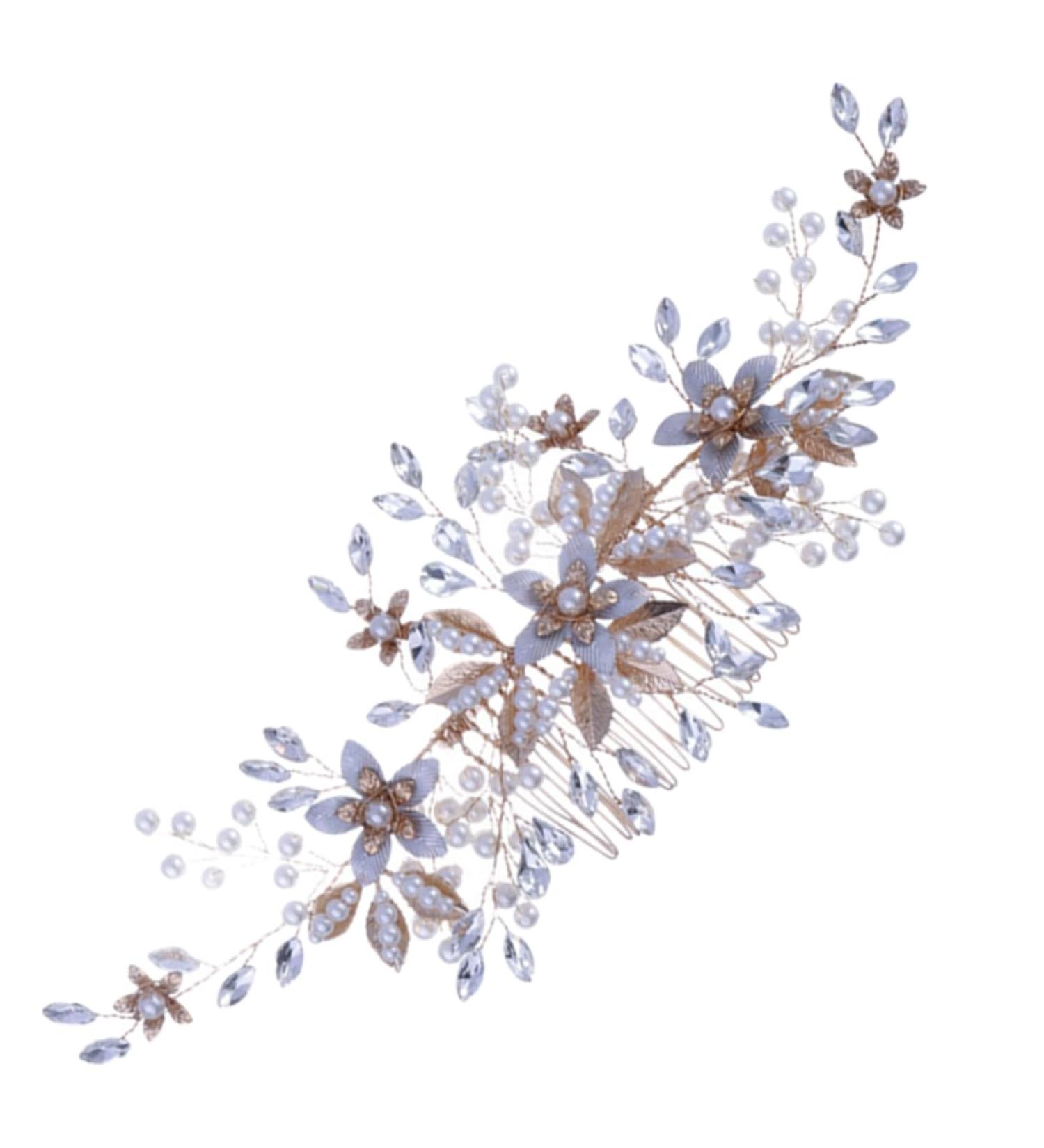 Mikinona Headgear Wedding Headpiece for Bride Bridal Headpieces Pearl Hair Comb Bride Headdress Wedding Hair Comb Bridal Flower Hair Comb Wedding Headdress Wedding Bridal Hair Comb - Buy Online on GoSupps.com