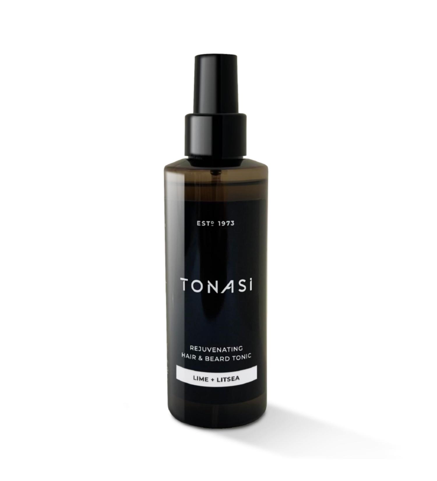 Tonasi Rejuvenating Hair Tonic - Men's Grooming Tonic with Natural Ingredients - Combats Dandruff & Strengthens Hair - Non-Greasy Styling - 150ml Lime + Litsea - Buy Online on GoSupps.com
