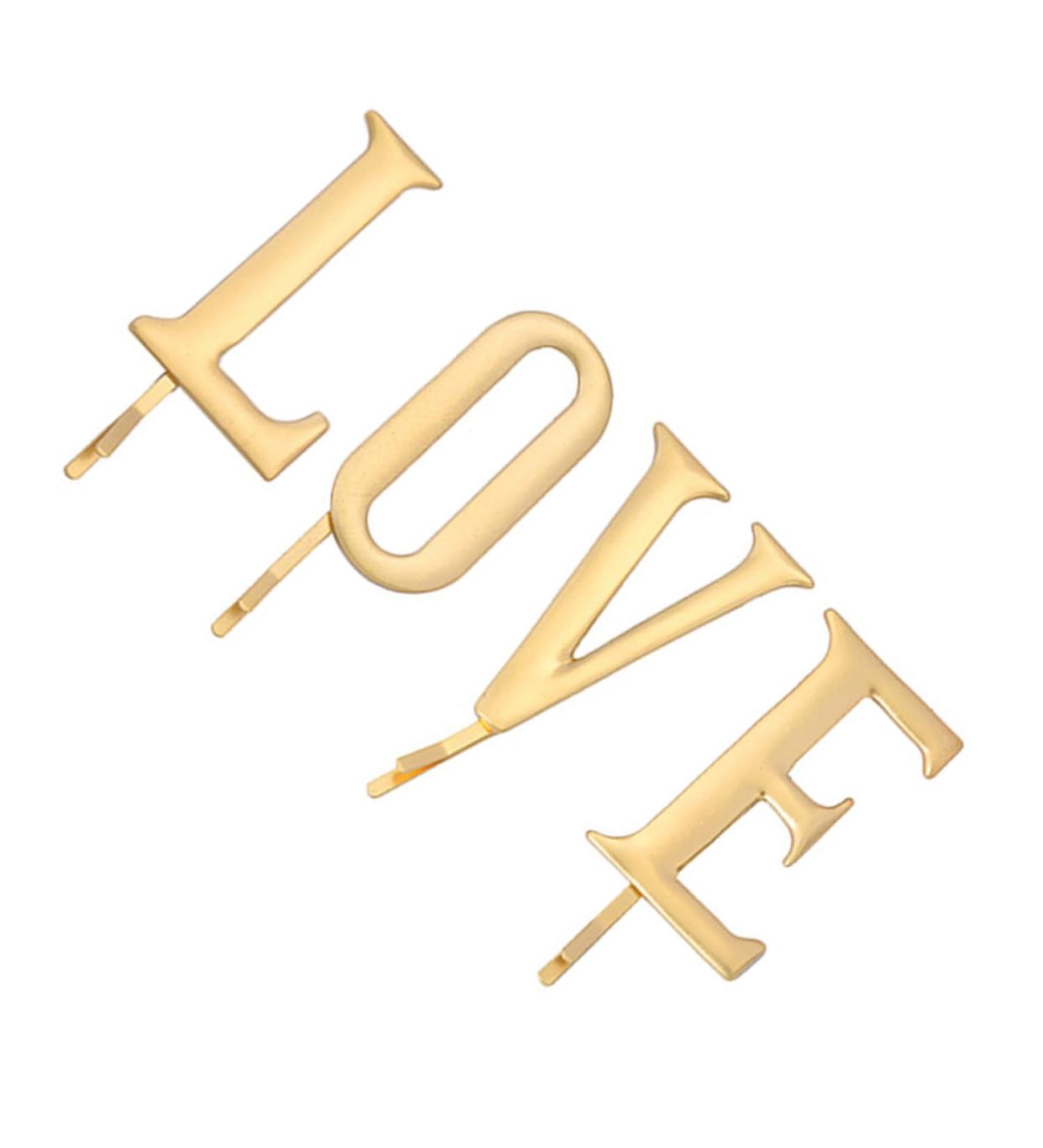 DOITOOL 1 Set Clip Gold Hair Accessories Barrettes for Women Bridal Love Barrette Golden Headpiece Wedding Bridal Golden Barrette Women Hair Decorations Bridal Bobby Miss Pin Alloy Texture - Buy Online on GoSupps.com