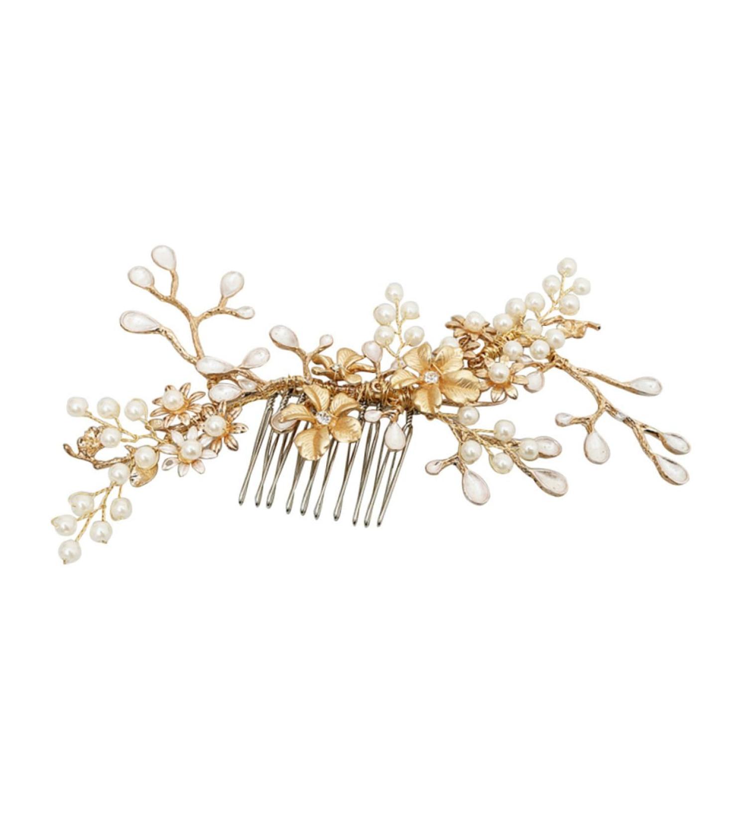 DOITOOL Flower Hairpin Comb Hair Clip Hair Pin Hair Barrettes Hairpin Comb Pearl Bride Hair Comb Flower Hair Clip Comb - Buy Online on GoSupps.com