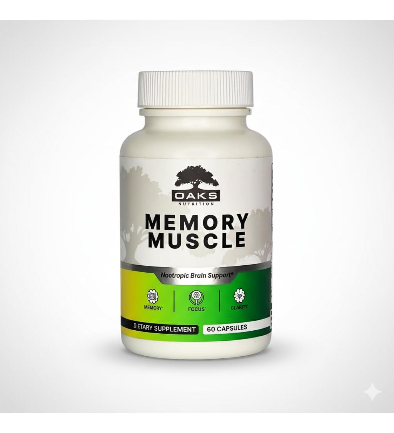 Memory Muscle Advanced Nootropic Brain Supplement with Vitamin B12, Bacopa Monnieri & DMAE for Focus, Memory, Mental Clarity & Clean Energy Premium Cognitive Support Formula - Buy Online on GoSupps.com