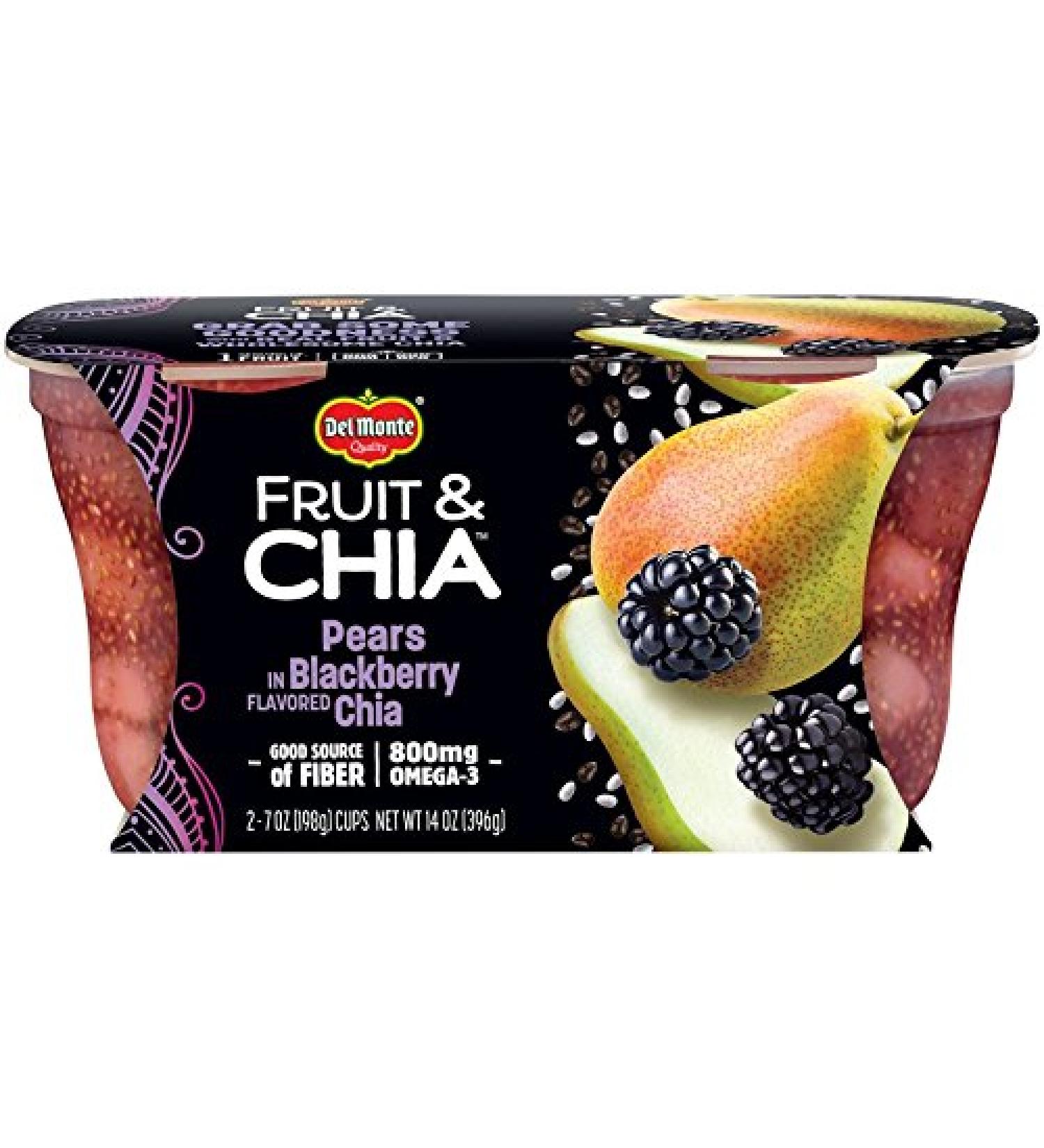 Del Monte Fruit and Chia Snack Cups - Pears in Blackberry Flavored Chia - 7 oz (2 Pack) - Buy Online on GoSupps.com