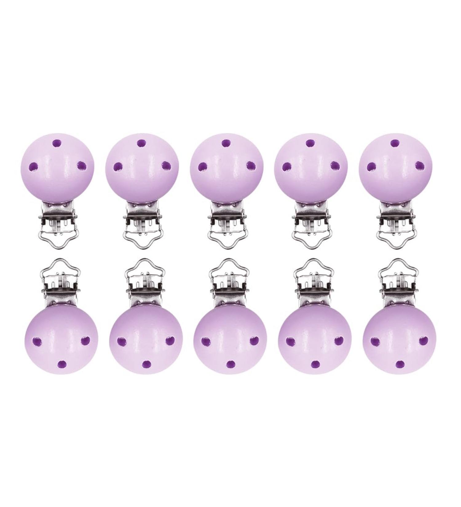 Hitopin Pacifier Clips Set - 10 Stylish Wood Clips for DIY Tinkering Purple - Safe Pacifier Holders & Chains Accessories - Buy Online on GoSupps.com