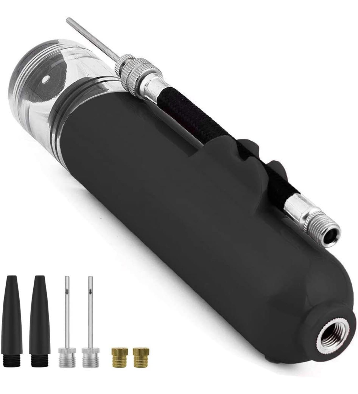 Dual Action Ball Pump with Needles and Nozzles - Ideal for Soccer, Basketball, Volleyball, Balloons, Bikes (Black) - Buy Online on GoSupps.com