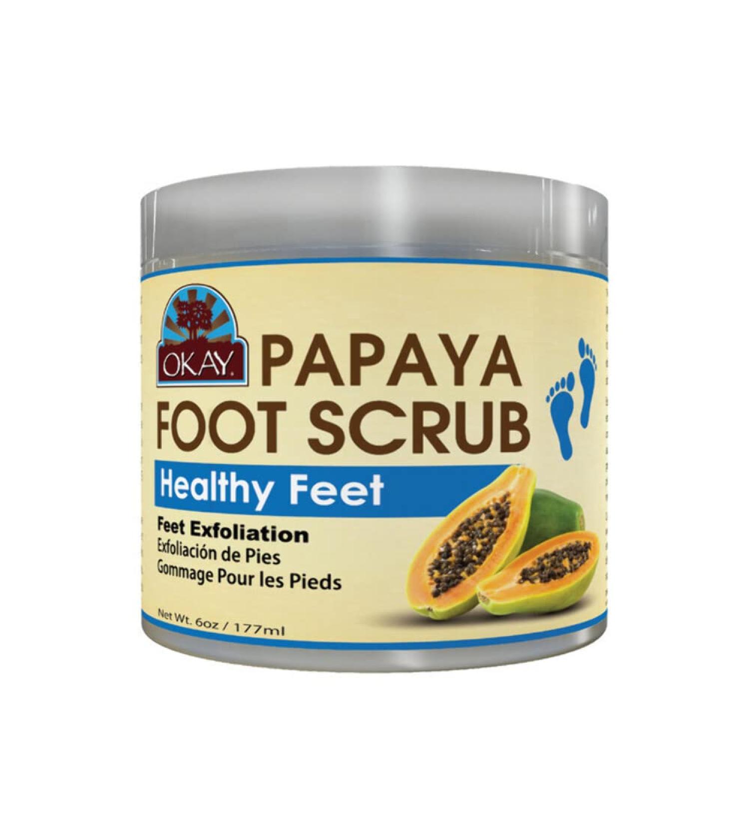OKAY Papaya Foot Scrub 6 oz - Exfoliating and Moisturizing Foot Care Solution - Buy Online on GoSupps.com