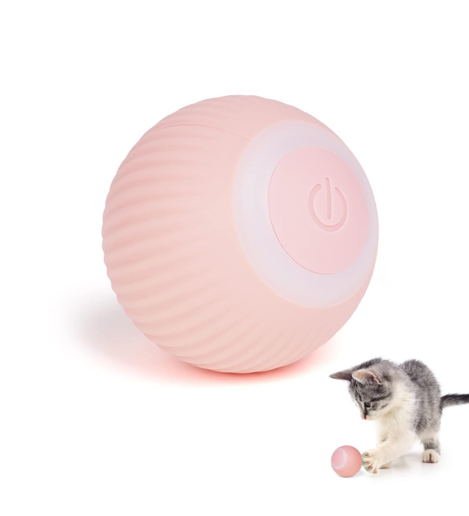 Adiwo Interactive Cat Toys Ball Smart Cat Toys for Indoor Cats Adult 360 Rotating Automatic Cat Ball Toy with LED Light USB Rechargeable Kitten Toys for Stimulate Instinct Chasing Ball Pink - Buy Online on GoSupps.com