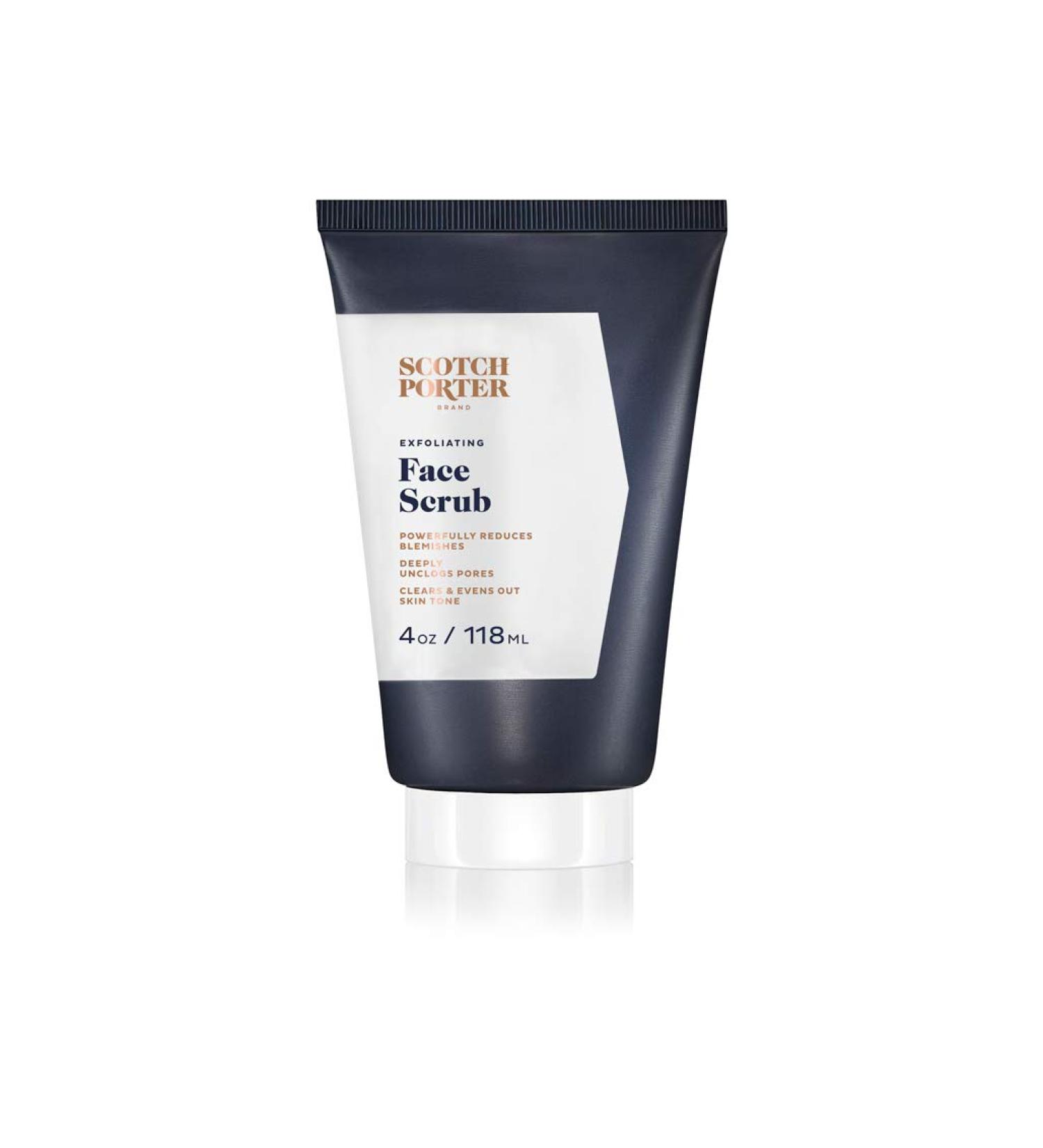 Scotch Porter Men's Exfoliating Face Scrub | Pore Cleanser & Skin Tone Brightener | Non-Toxic, Paraben-Free Formula | Vegan | 4oz - Buy Online on GoSupps.com