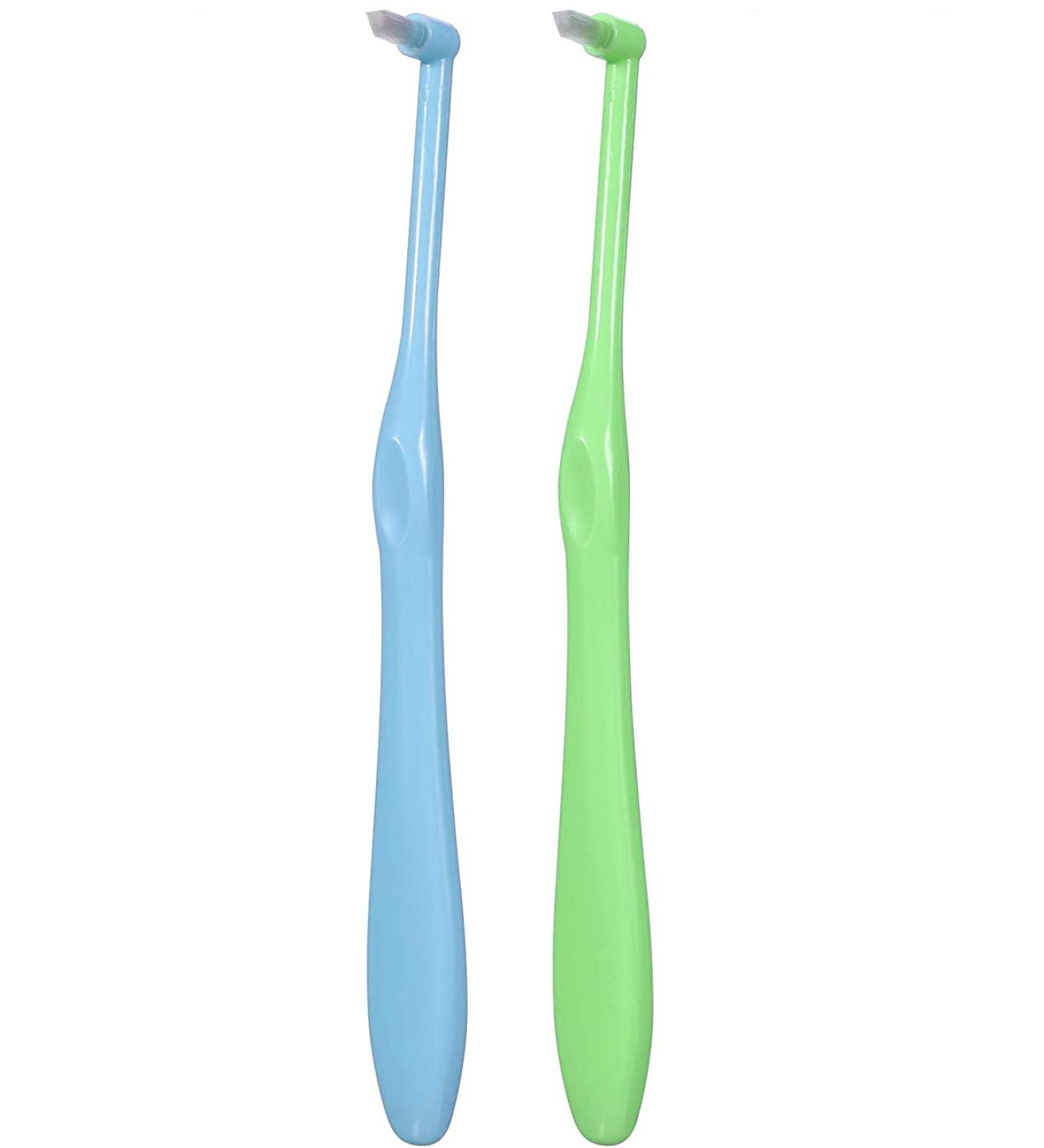 2pcs Interspace Soft Trim Single Tufted Wisdom Toothbrush Set for Detail Cleaning and Braces - Green and Blue - Buy Online on GoSupps.com