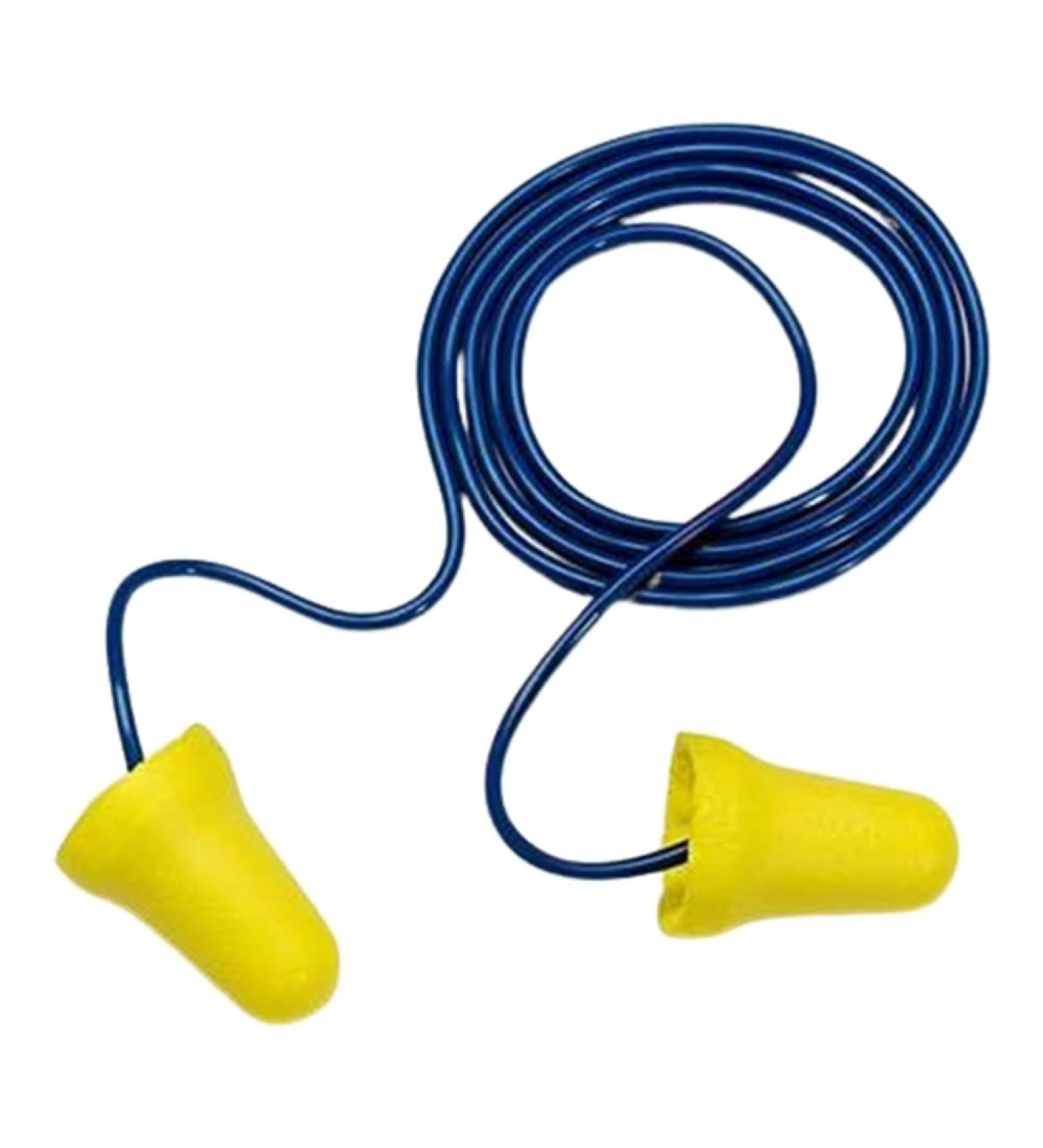 247-312-1222 E-A-R E-Z-Fit Corded Earplugs Yellow with Blue Cord (Pack of 200)
