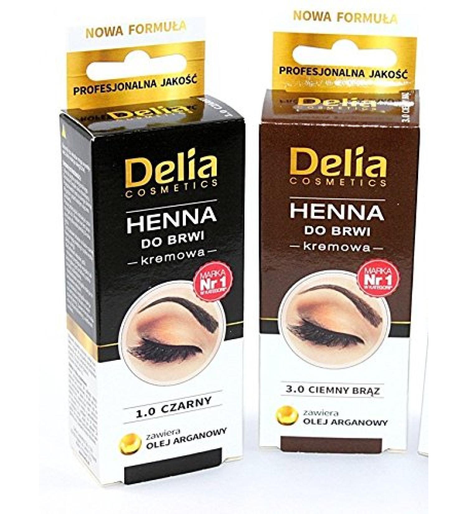 Delia cosmetics - eyebrow coloring - brown & black - creamy consistency - long -lasting effect up to 15 days - no ammonia - eyebrows henna dye set set - 15ml (black & dark brown)
