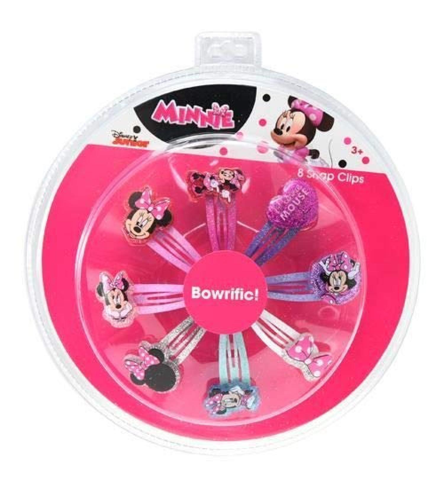 Hair Snap Clips Barrets with Plastic Motifs (8 Clips  Minnie  Glitter)