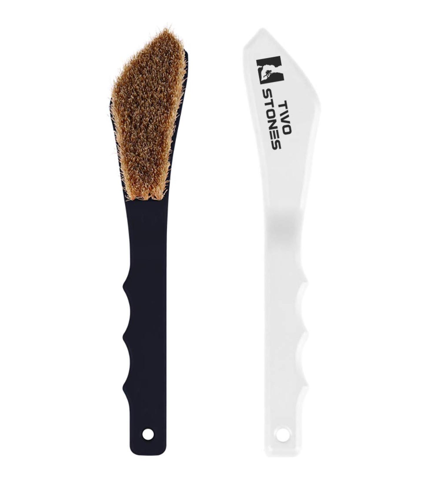 Boar Hair Rock Climbing Brush with Ergonomic Handle | Durable Cleaning Tool for Chalk & Holds Indoor/Outdoor - Black & White - Buy Online on GoSupps.com