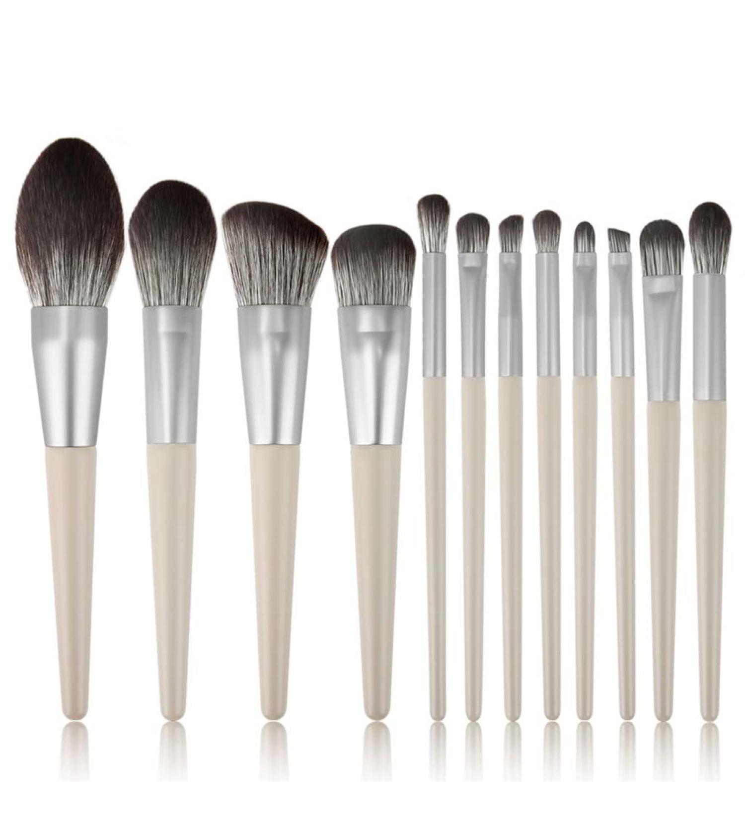 12 Makeup Brush Set - Complete Wooden Handle Powder Brushes | Essential Beauty Tools for Flawless Application - Buy Online on GoSupps.com