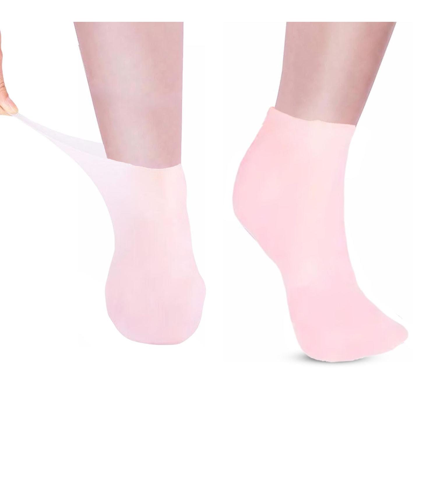 Silicone Moisturizing Socks for Women Foot Mask Peel Socks for Dry Cracked Feet and Hard Skin Removal Gel Socks for SPA Beach Gift (Pink) - Buy Online on GoSupps.com