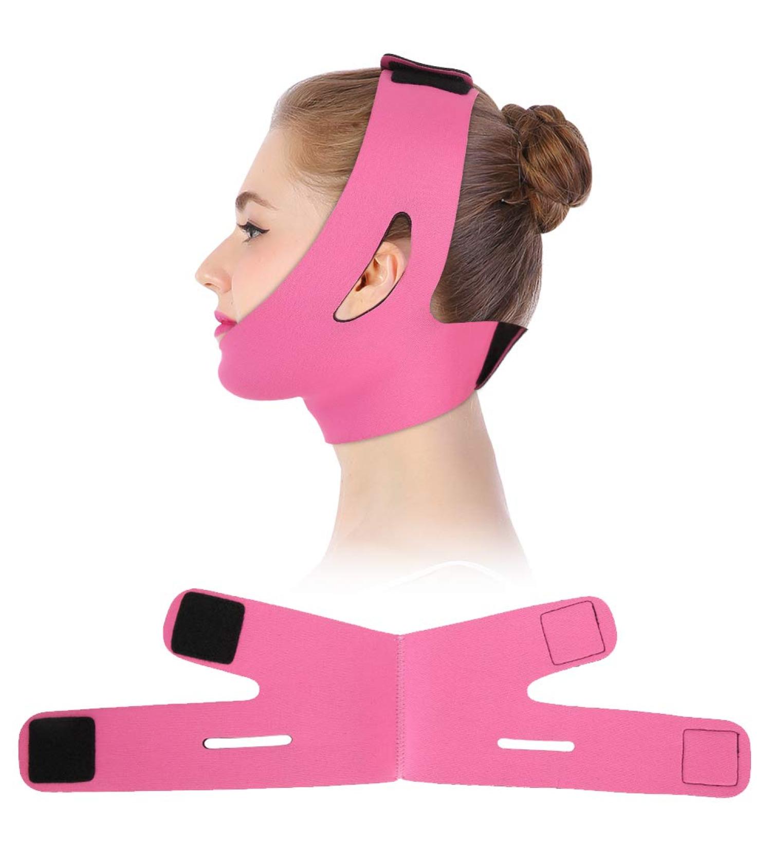 Face Slimming Cheek Mask V Face Line Belt Lifting Mask - Rose Red - Buy Online on GoSupps.com