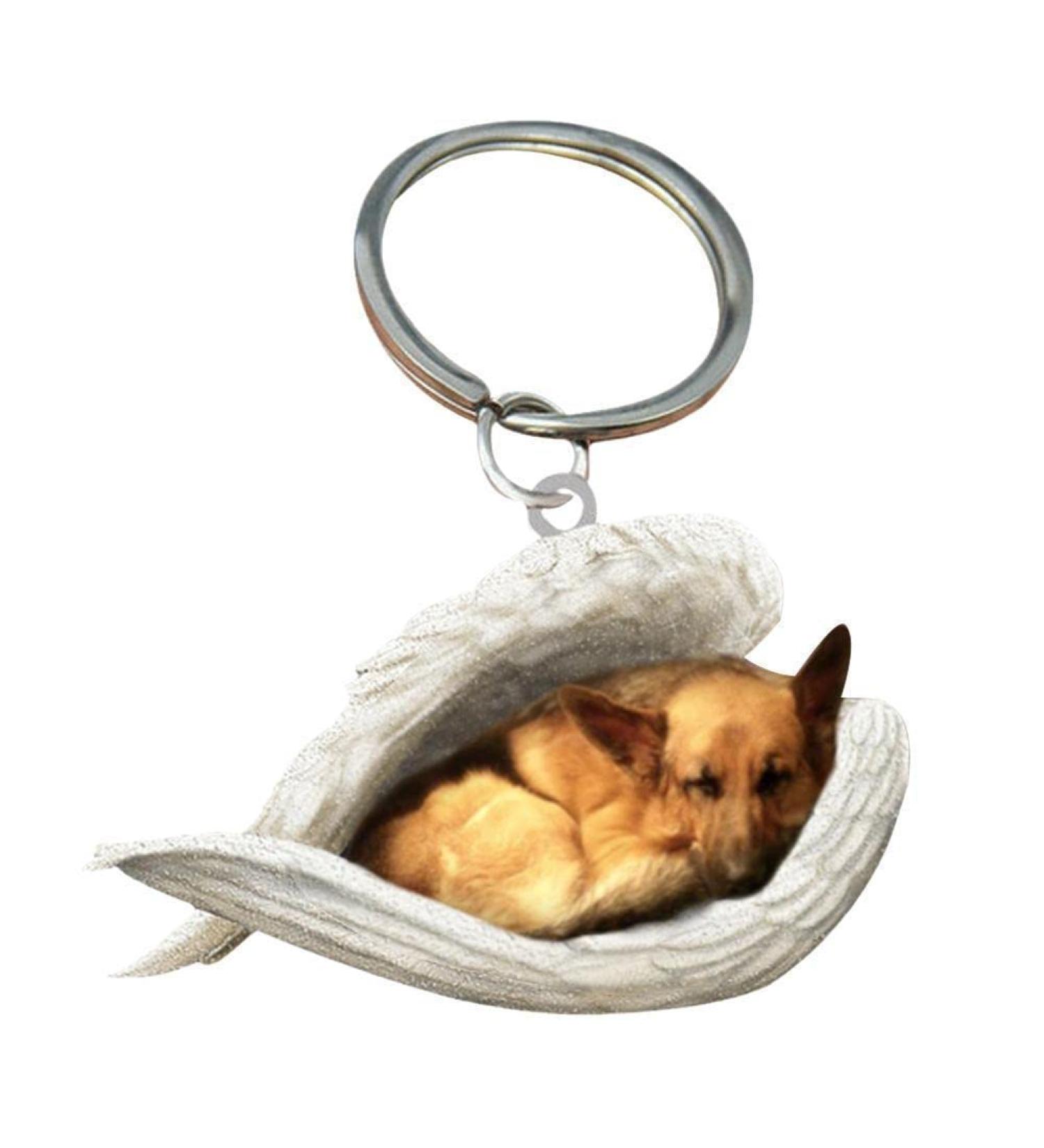 Sleeping Dog Angel Car Pendant - Cute Dog Lover Hanging Ornament for Moms | German Shepherd Rear View Mirror Accessories - Buy Online on GoSupps.com