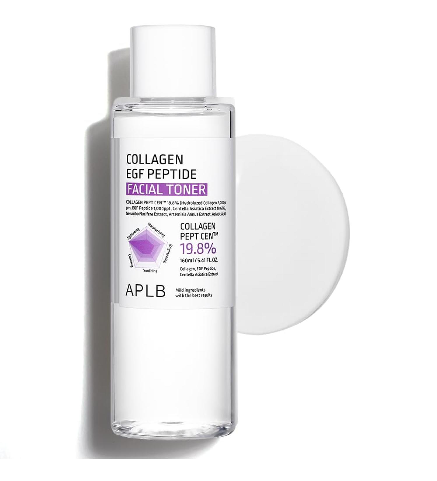APLB Collagen EGF Peptide Facial Toner - 19.8% Collagen PEPT CEN | Revitalize & Replenish Moisture | Korean Skincare for Enhanced Elasticity & Improved Skin Texture - 5.41 FL.OZ - Buy Online on GoSupps.com