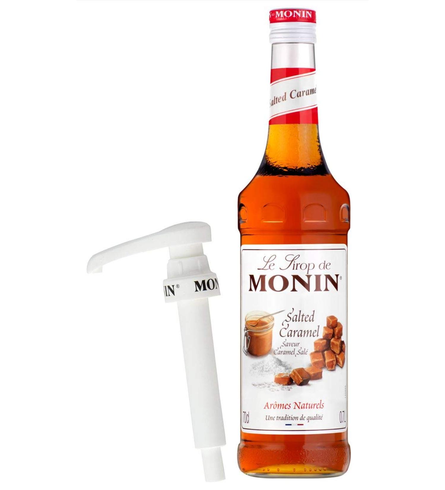 Monin Salted Caramel Coffee Syrup & Pump Set - 70cl Glass Bottle - 2 Count - Buy Online on GoSupps.com