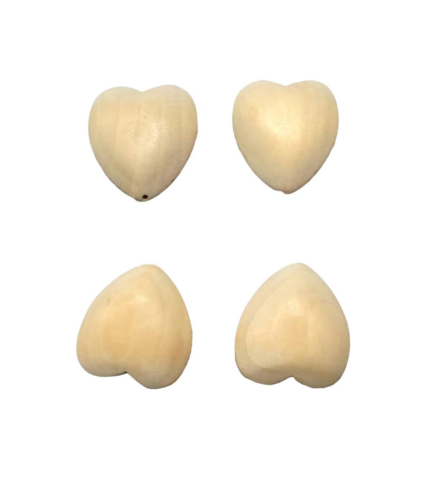 10pcs Natural 40mm Unfinished Wood Hearts Beads - Eco-Friendly DIY Craft Accessories - Buy Online on GoSupps.com