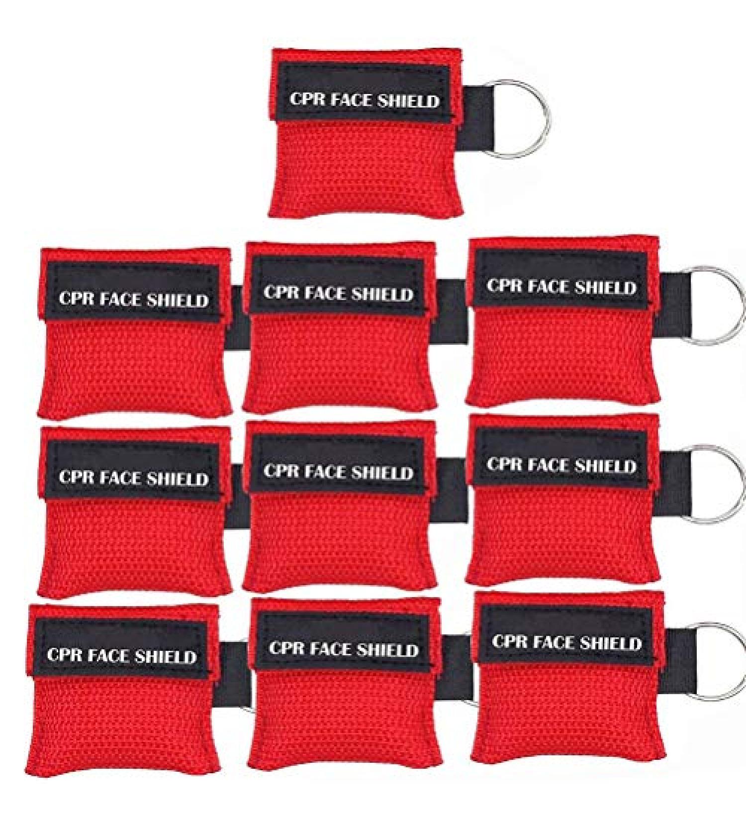 LSIKA-Z CPR Face Shield Mask Keychain Keying Emergency Kit - 10 Pack (Red) | Pocket CPR Face Shields for First Aid & Training - Buy Online on GoSupps.com