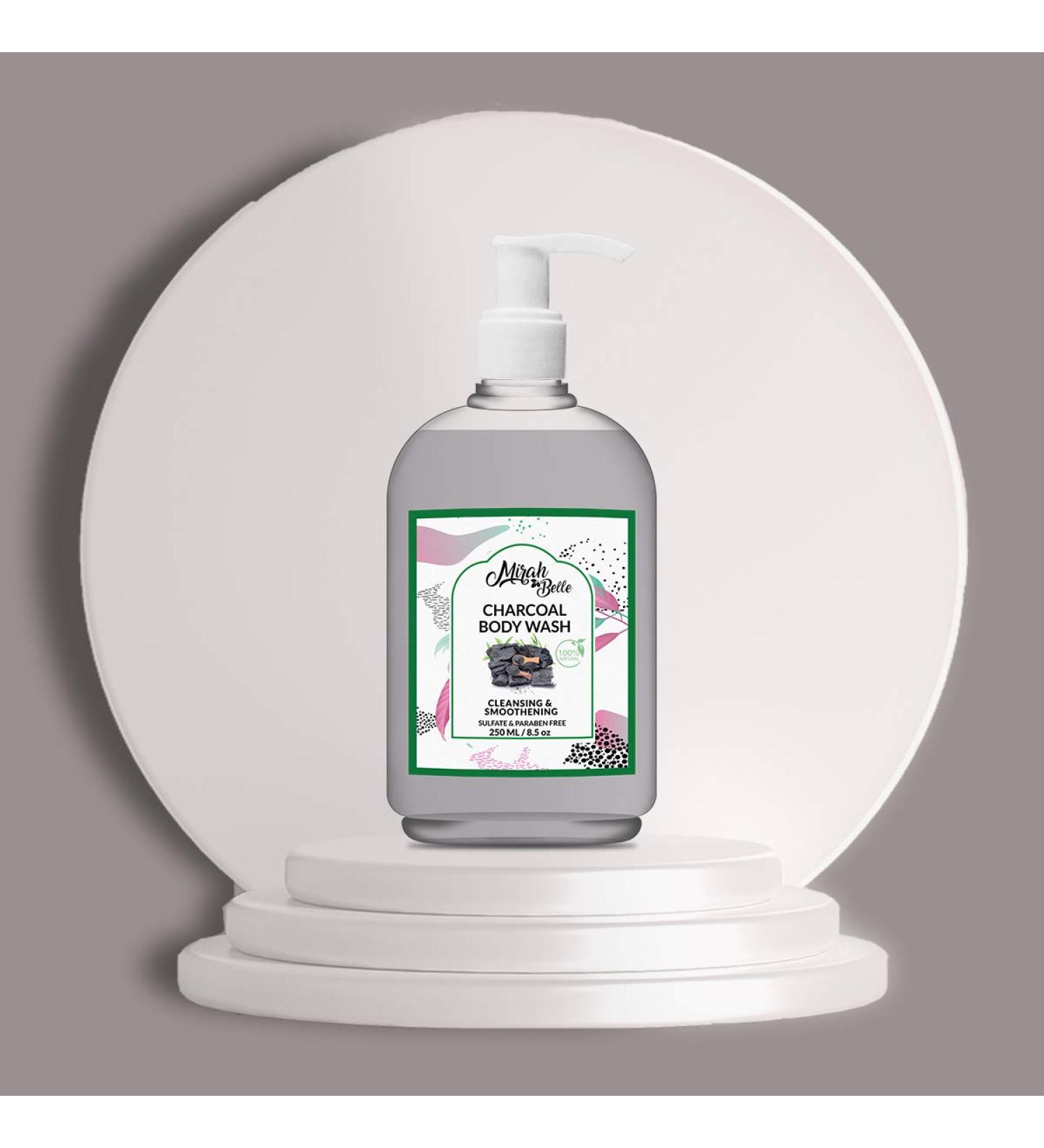 Mirah Belle Charcoal Body Wash | Anti Acne & Blemish Treatment | Pore Cleansing & Exfoliating | Sulfate & Paraben Free - 250 ml - Buy Online on GoSupps.com