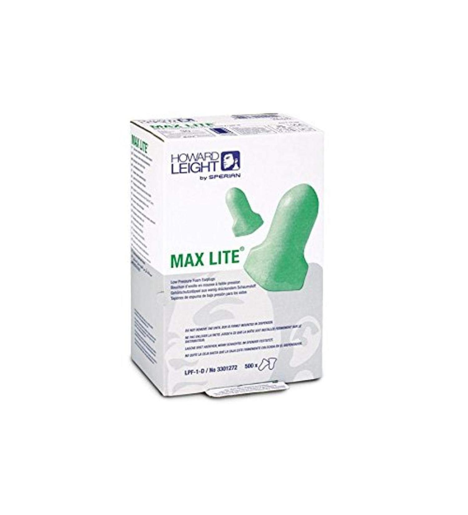 Howard Leight LPF-1-D Max Lite Disposable Foam Uncorded Earplugs Polyurethane Foam Small Green (Pack of 2000)