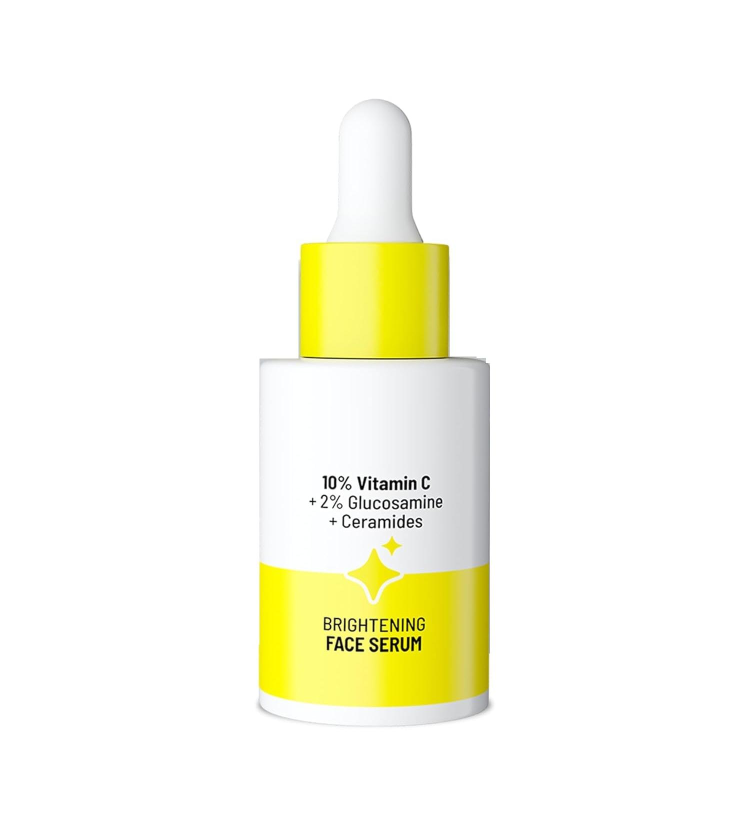 10% Vitamin C Fa.ce Ser.um |Brightens & Gives Glow |Fades Dark Spots |Treats Hyperpigmentation| Balances Melanin Production | Ethyl Ascorbic Acid & Glucosamine | For All Skin Types 30ml - Buy Online on GoSupps.com