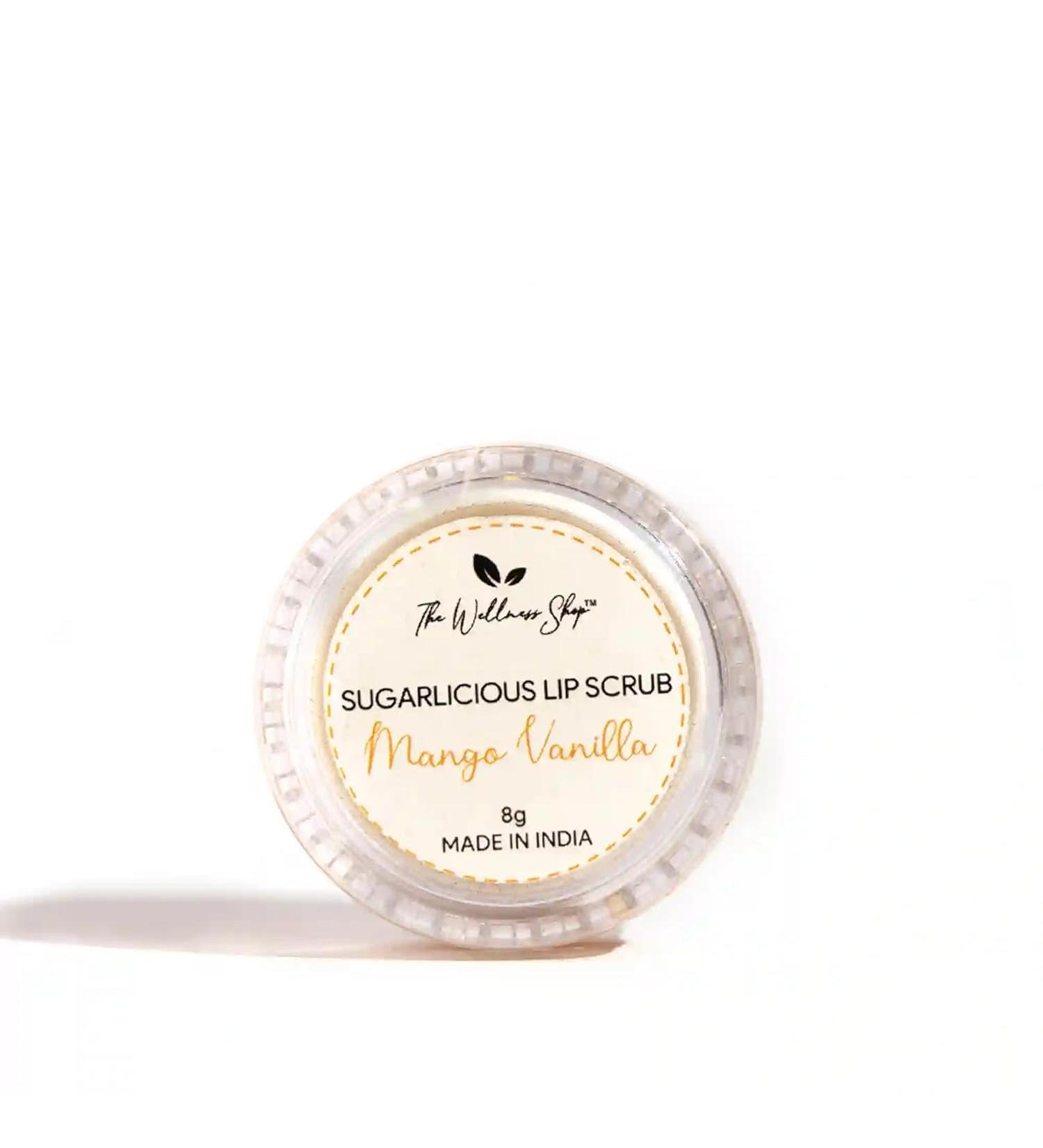 Mango Vanilla Lip Scrub | Natural Exfoliating Sugar Scrub for Smooth Soft Lips - Essential Oil - 8g | Unisex Lip Care - Buy Online on GoSupps.com