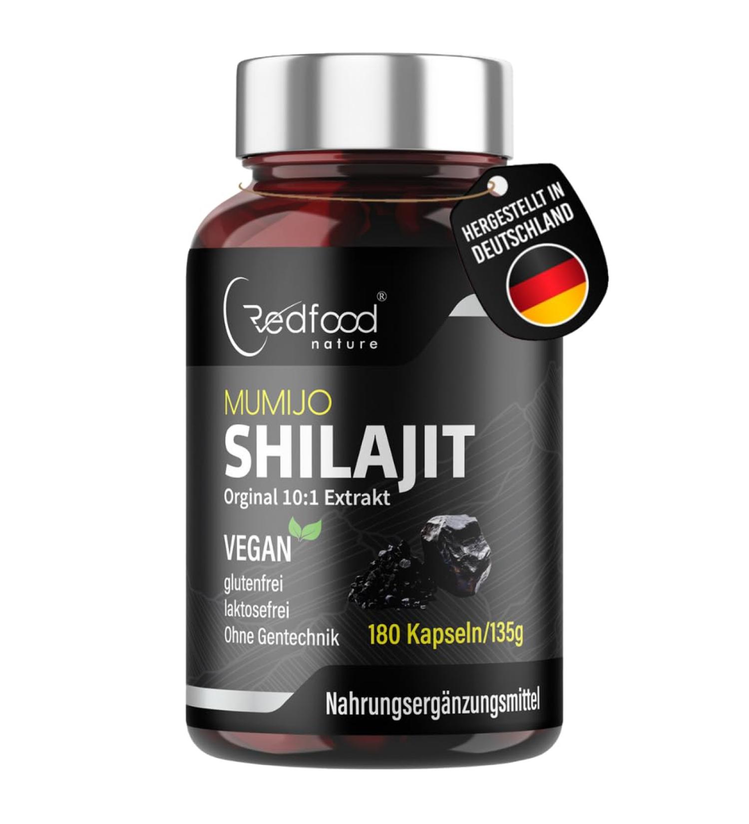  Redfood Shilajit Original Himalaya (10:1 extract) 3-month supply 180 capsules 100% vegan and additive-free - Buy Online on GoSupps.com