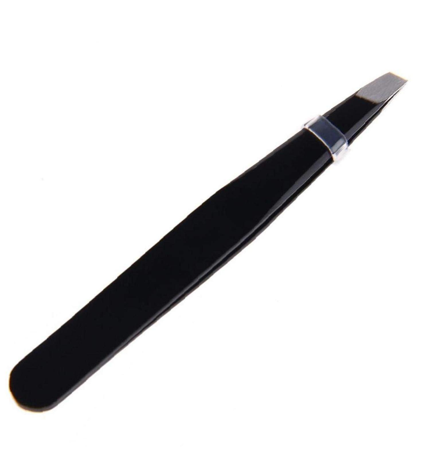 Stainless Steel Slant Tip Hair Removal Eyebrow Tweezer Makeup Tool BLACK - Buy Online on GoSupps.com