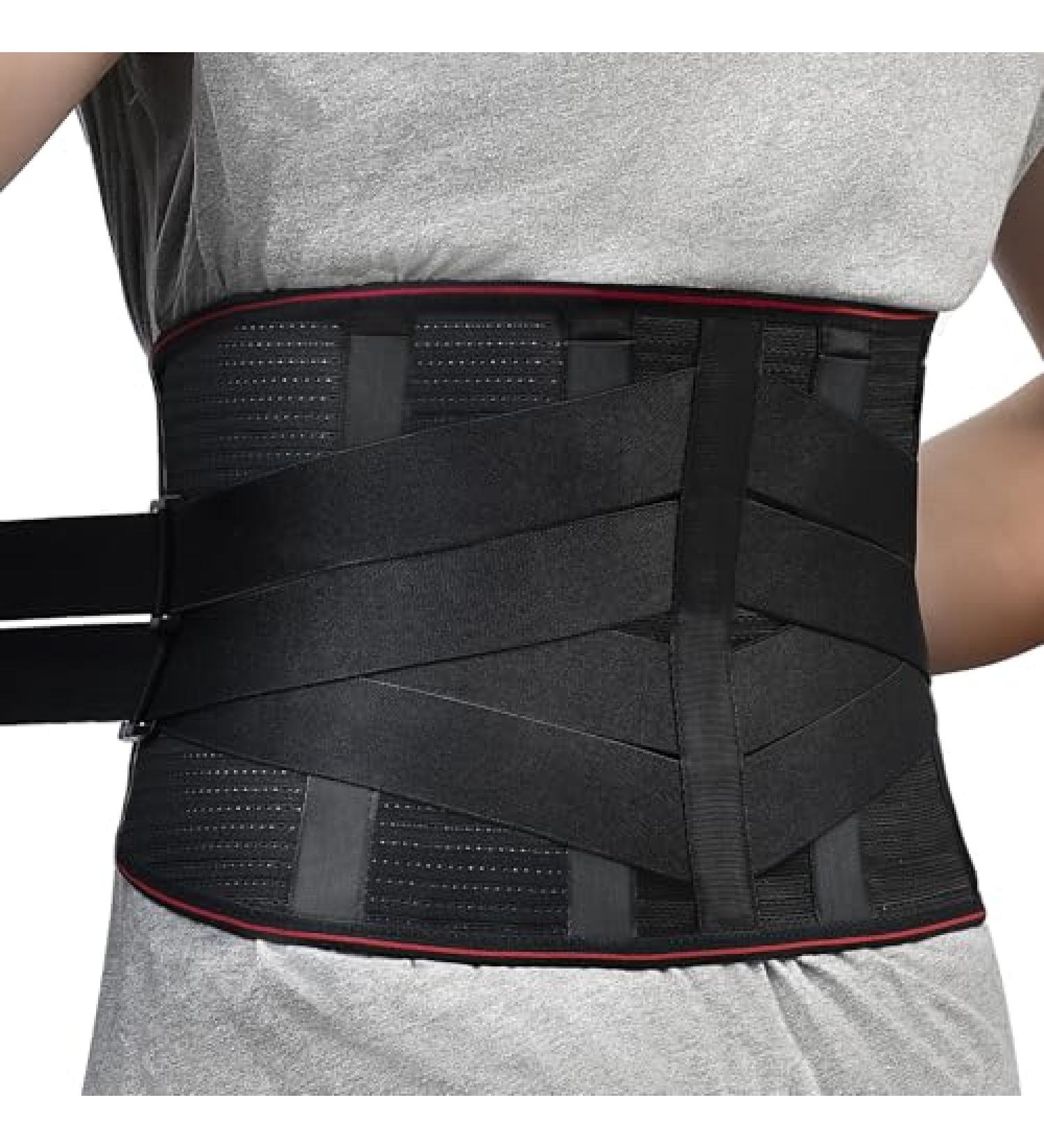 Back Brace for Men & Women - Adjustable Lower Back Pain Relief Support Belt for Heavy Lifting Herniated Disc & Sciatica - Large Black - Buy Online on GoSupps.com