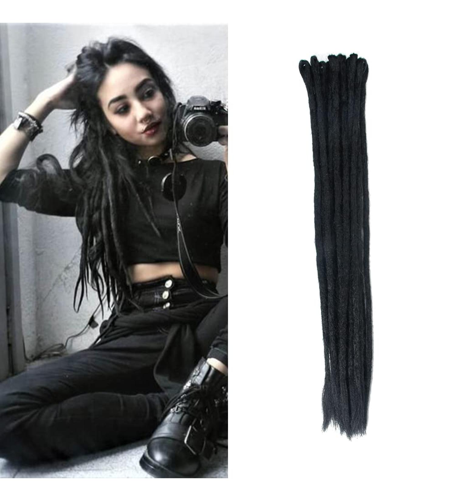 DSoar 20 inch Dreadlocks Extensions - Synthetic Braiding Hair for Men & Women - 12 Strands Full Hippie Style - Black Hair Extensions - Buy Online on GoSupps.com