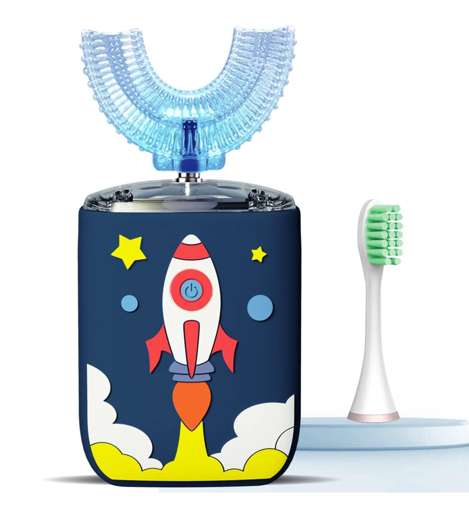 Ultrasonic Kids Electric Toothbrush - 6 Modes, 2 Brush Heads, IPX7 Waterproof, Automatic Toothbrush for 2-7 Year Olds - Blue | Ideal Birthday Gift - Buy Online on GoSupps.com