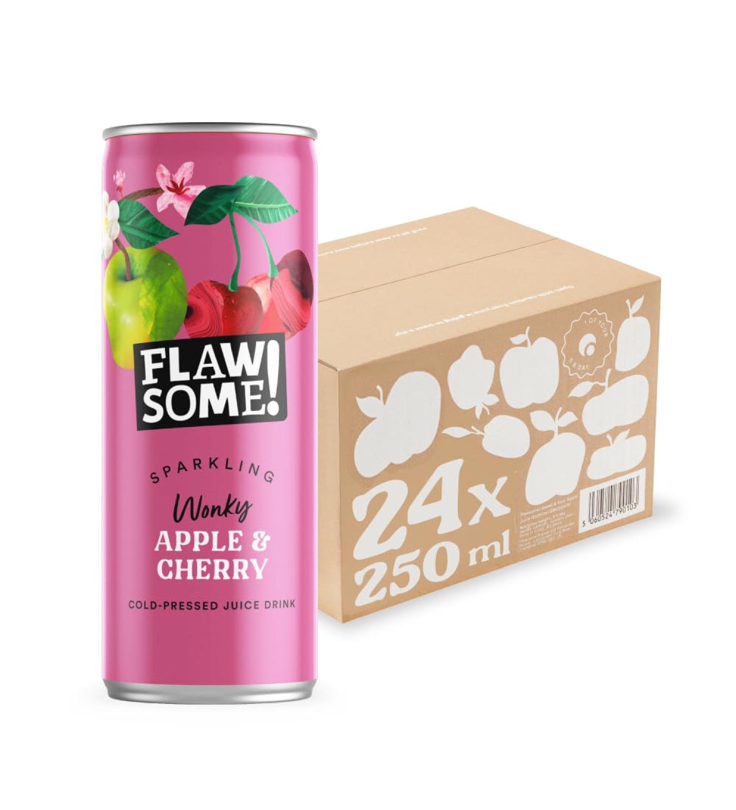  Flawsome Flawsome! Apple and Sour Cherry - Lightly Sparkling Juice - Sparkling Soda - Cold-Pressed Juice - No Added Sugar - No Sweeteners - Non-Concentrated Vegan Drink - 24 x 250 ml - Buy Online on GoSupps.com