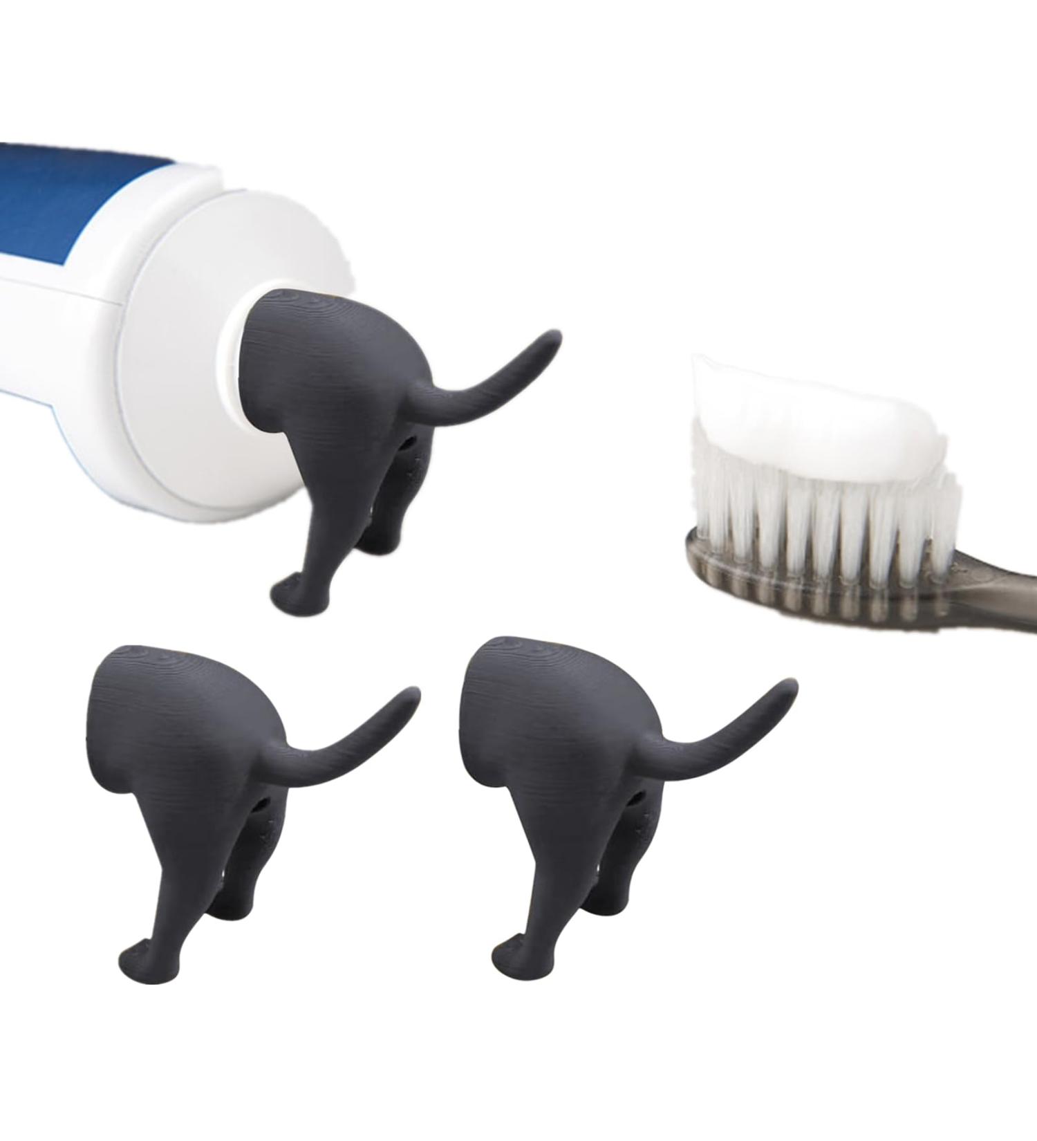 Pooping Dog Butt Toothpaste Topper Dog Pooping Toothpaste Cap Funny Creative Toothpaste Topper for Any Dog Lover (2pcs-Black) (3pcs-Gray) - Buy Online on GoSupps.com