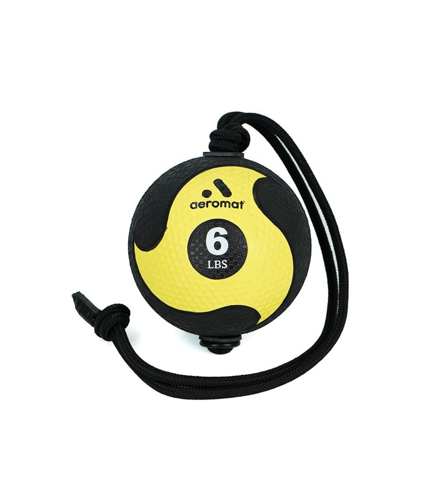 AEROMAT Elite Power Rope Medicine Ball 6 lbs - Black/Yellow - Buy Online on GoSupps.com