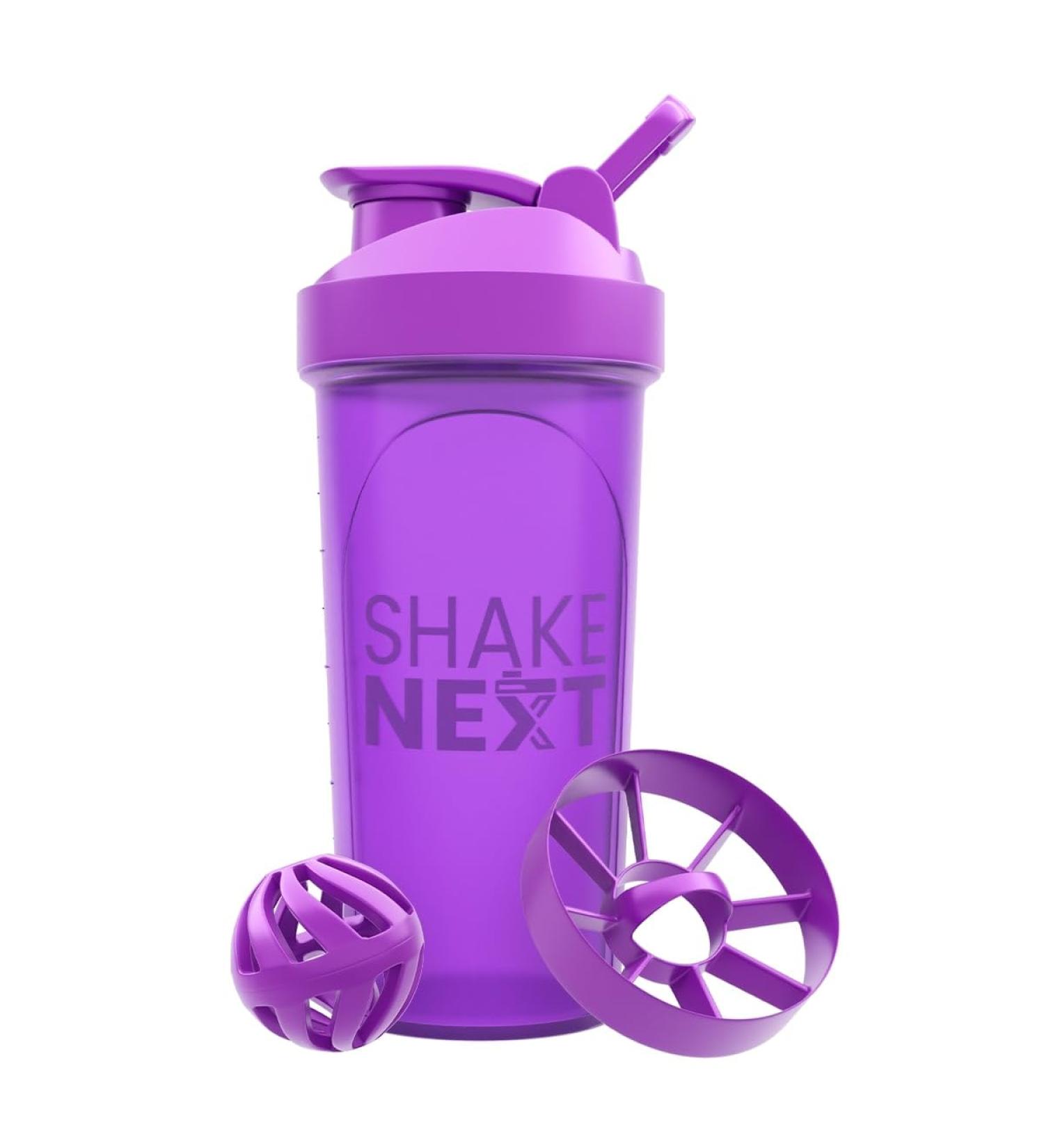 Shakenext Purple Protein Shaker Bottle 700ml | Leak-Proof Dishwasher-Safe Blender with Mixing Ball for Fitness & Protein Shakes - Buy Online on GoSupps.com
