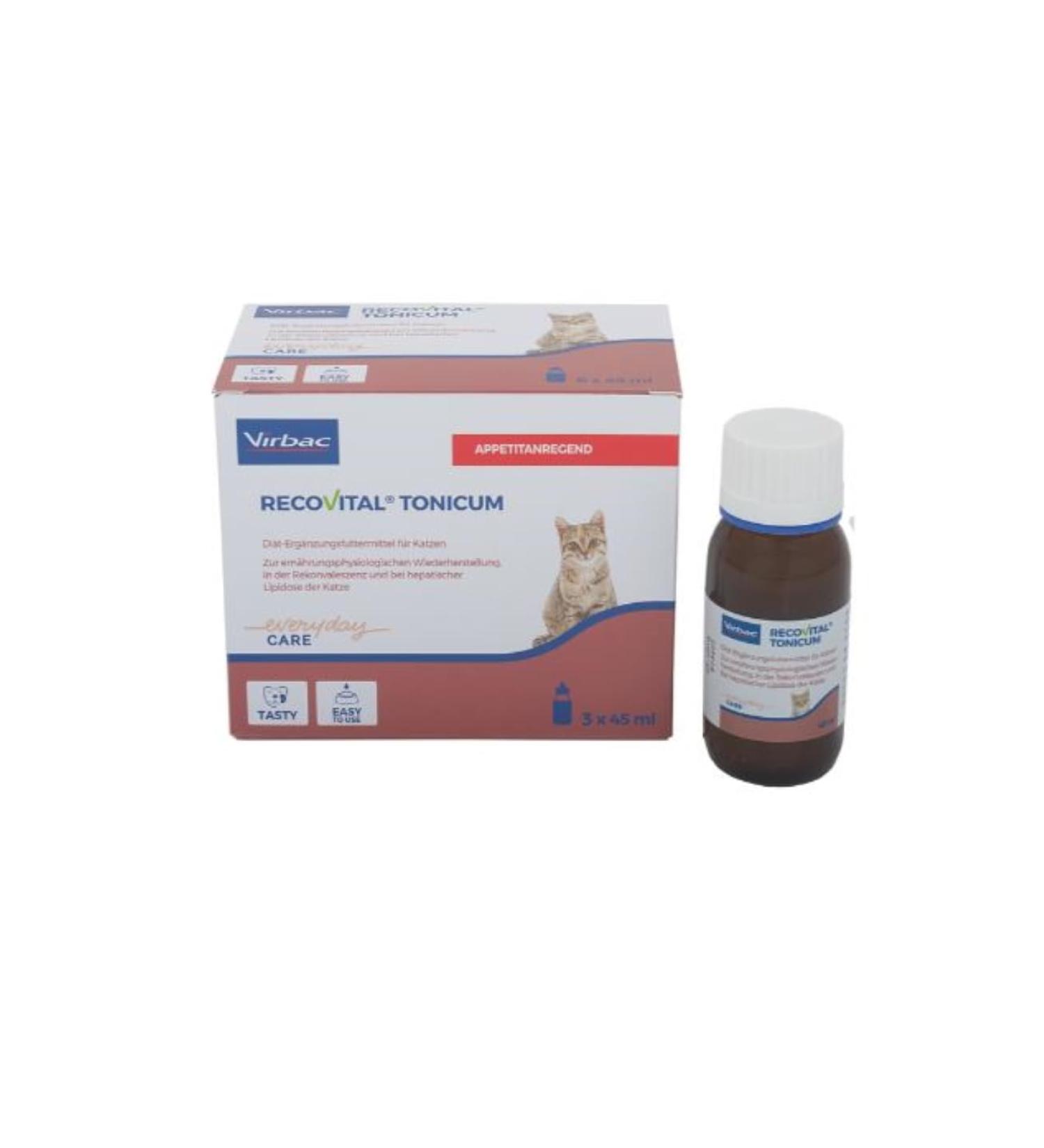 Virbac Recovital Tonicum for Cats | 3 x 45 ml Liquid Diet Supplement | Nutritional Restoration & Convalescence Aid - Buy Online on GoSupps.com